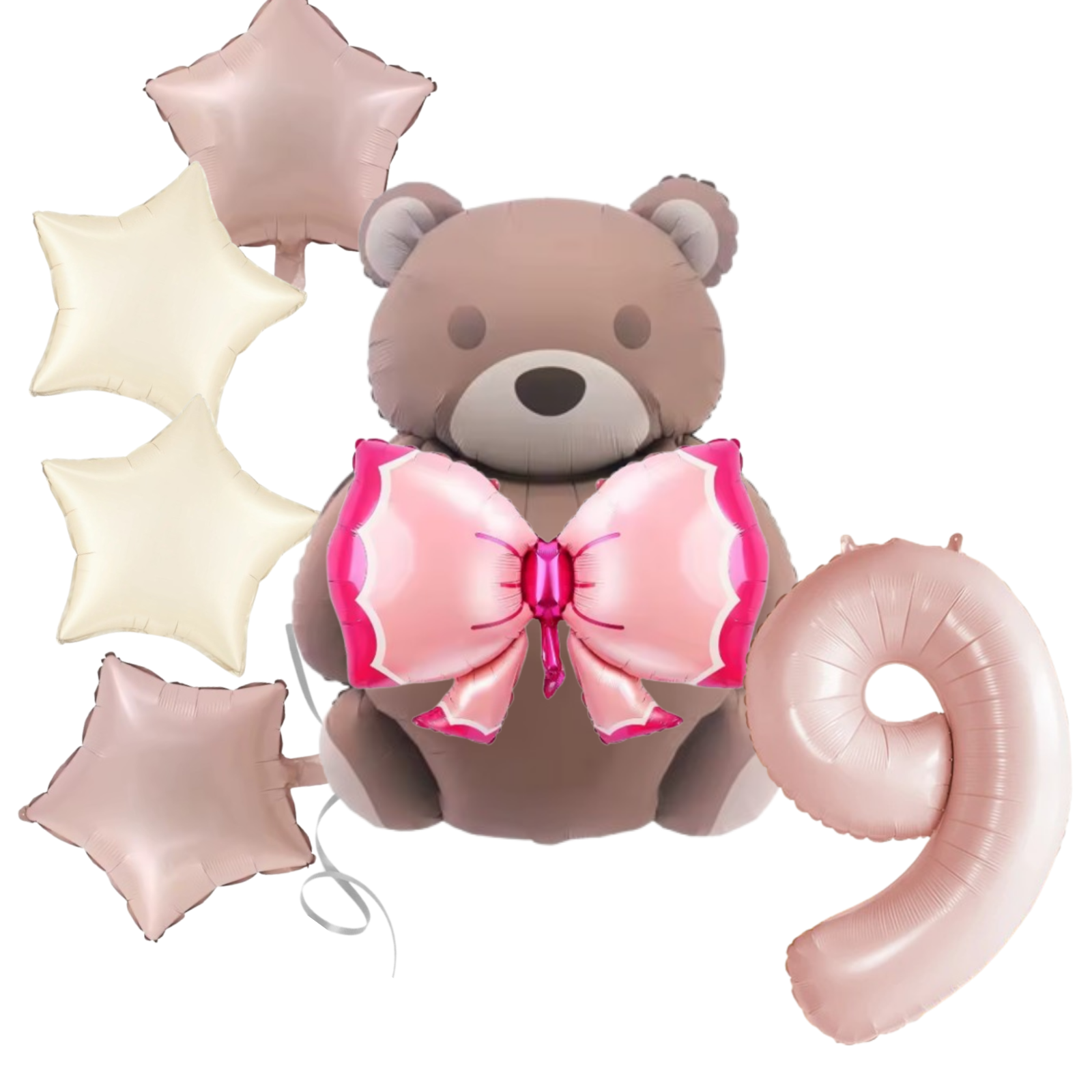 1st Birthday Balloon pink teddy Bear & Star Foil Baby girl rose Party Decoration