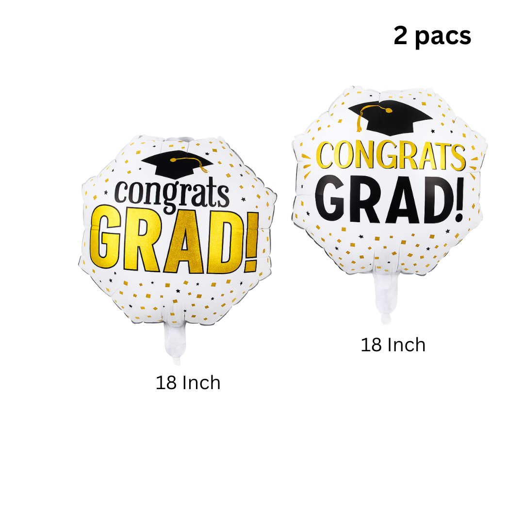 2pcs Congrats Grad Balloons 18" – Graduation Party Foil Helium Decorations