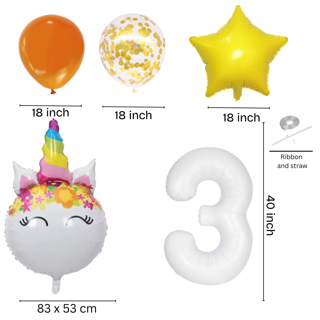 Unicorn Numbers  Balloon Set princess Foil Balloons for Girls Birthday Party dec