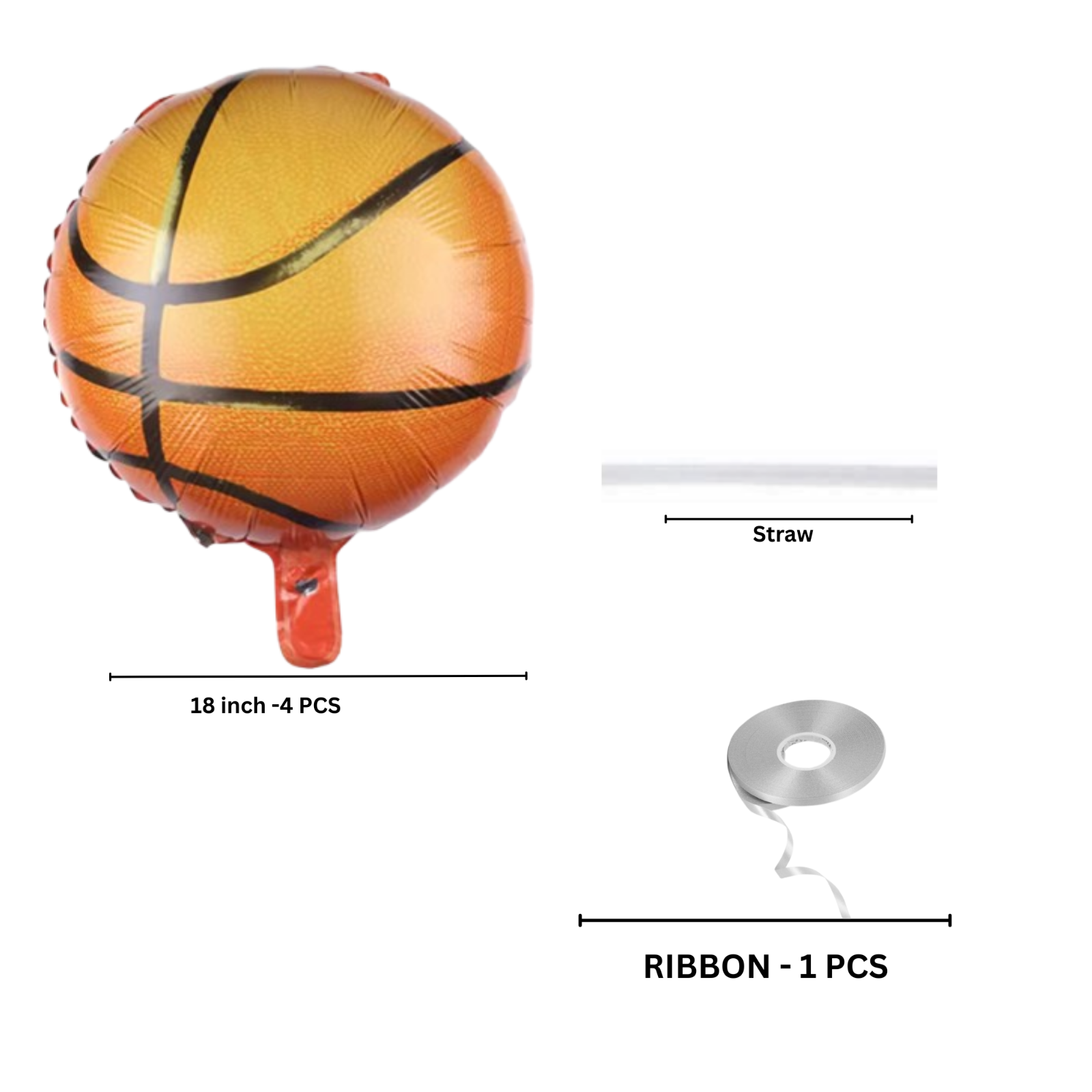 4 PCS 18" Basketball Foil Balloon Birthday Party Sports Events Decor Helium Air