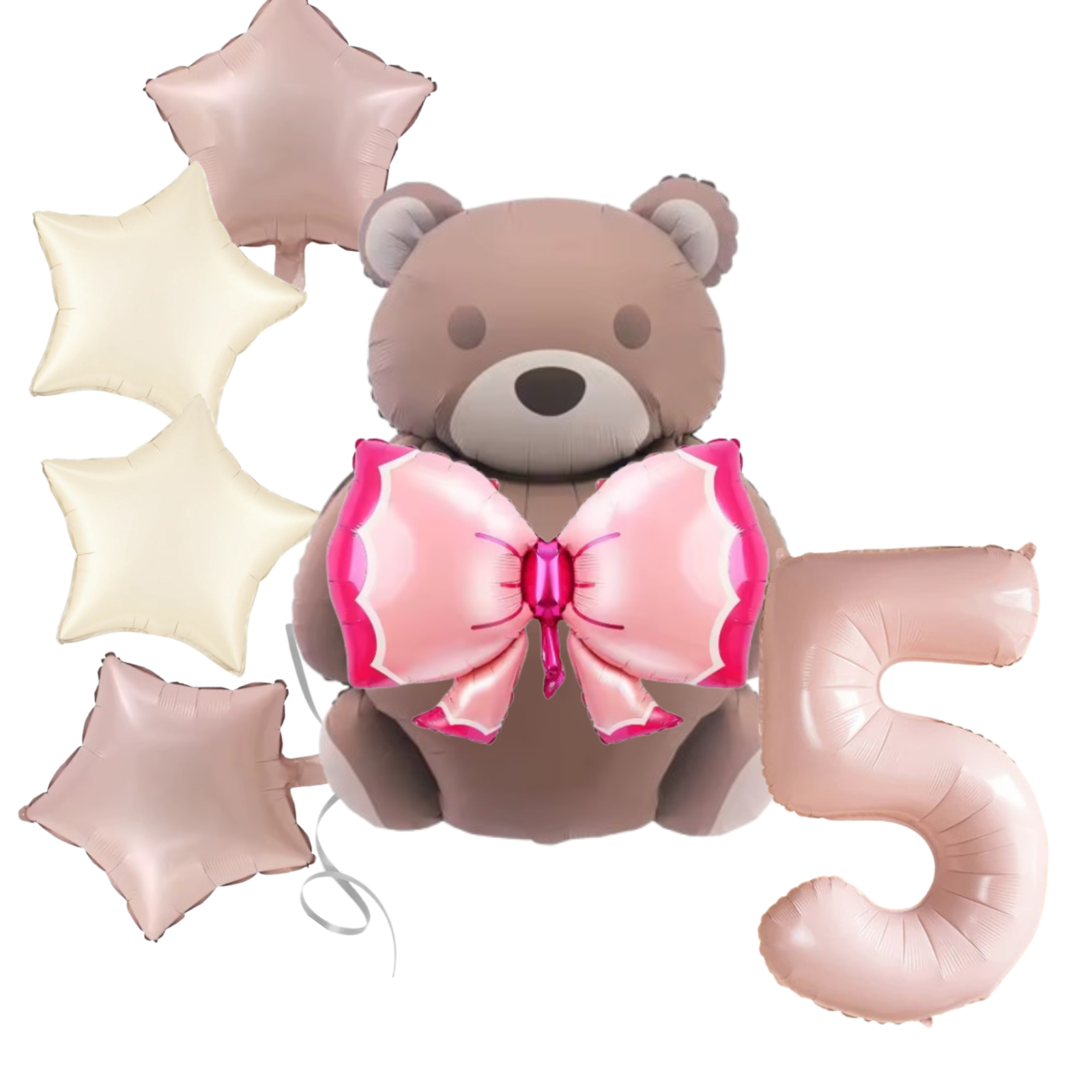 1st Birthday Balloon pink teddy Bear & Star Foil Baby girl rose Party Decoration