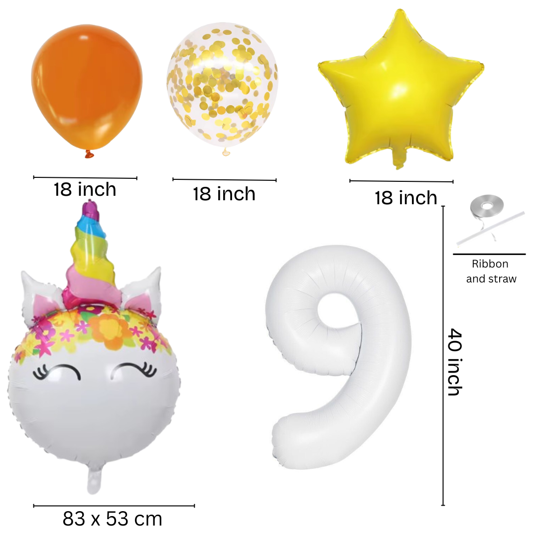 Unicorn Numbers  Balloon Set princess Foil Balloons for Girls Birthday Party dec