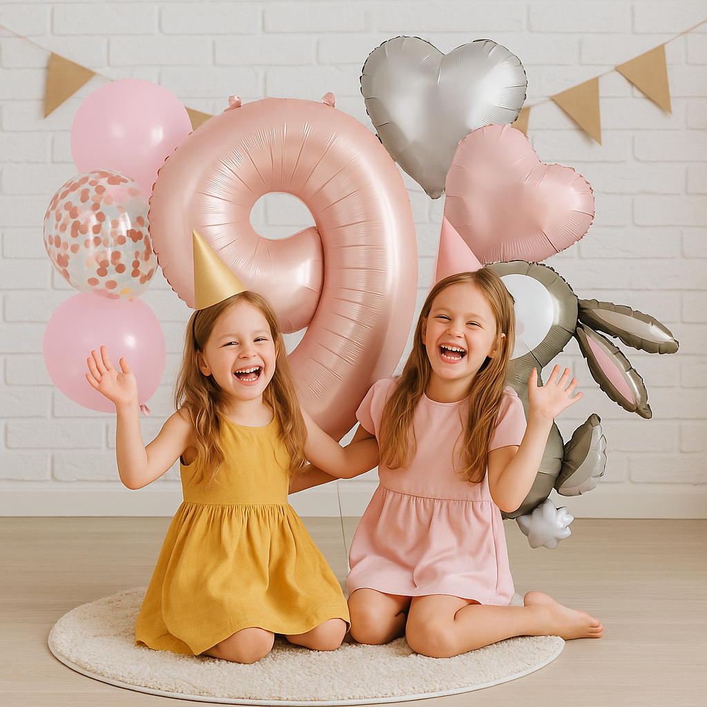 40'' Pink Number Balloons 1-12 Bunny Birthday Set /  Baby Girl Foil Balloon Kit