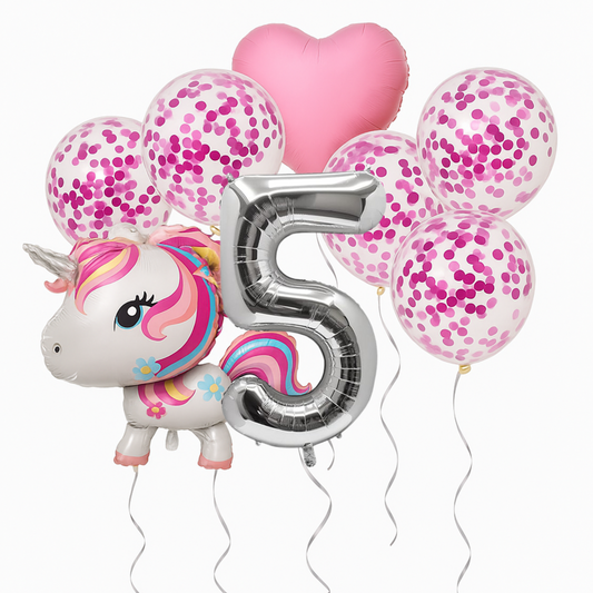 Unicorn Birthday Balloons Set Pastel Pink Confetti Number Girls Party Supplies