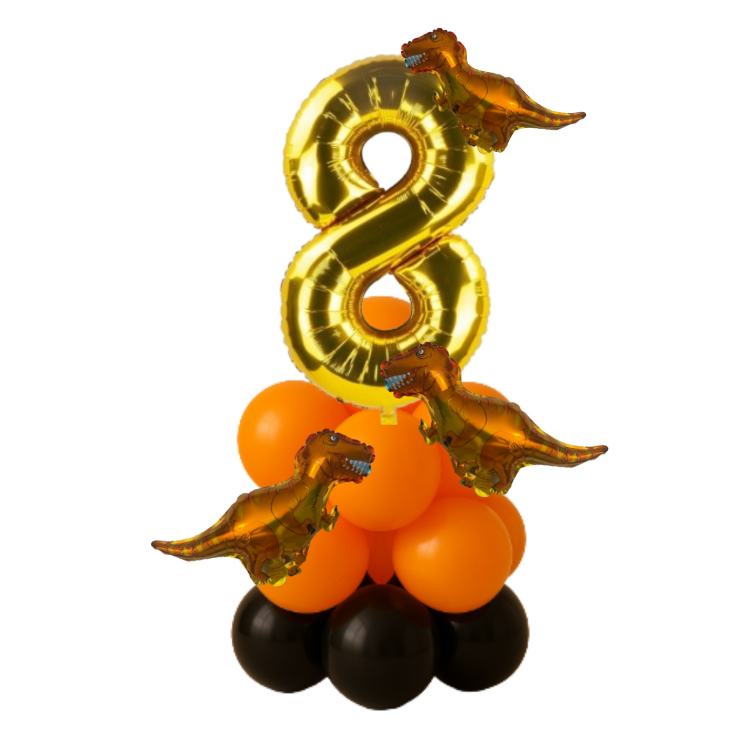 Dinosaur Balloon Display Age 7 Birthday Party Decoration for Boy – Orange, Black