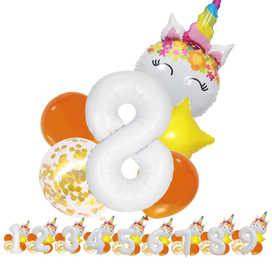 Unicorn Numbers  Balloon Set princess Foil Balloons for Girls Birthday Party dec