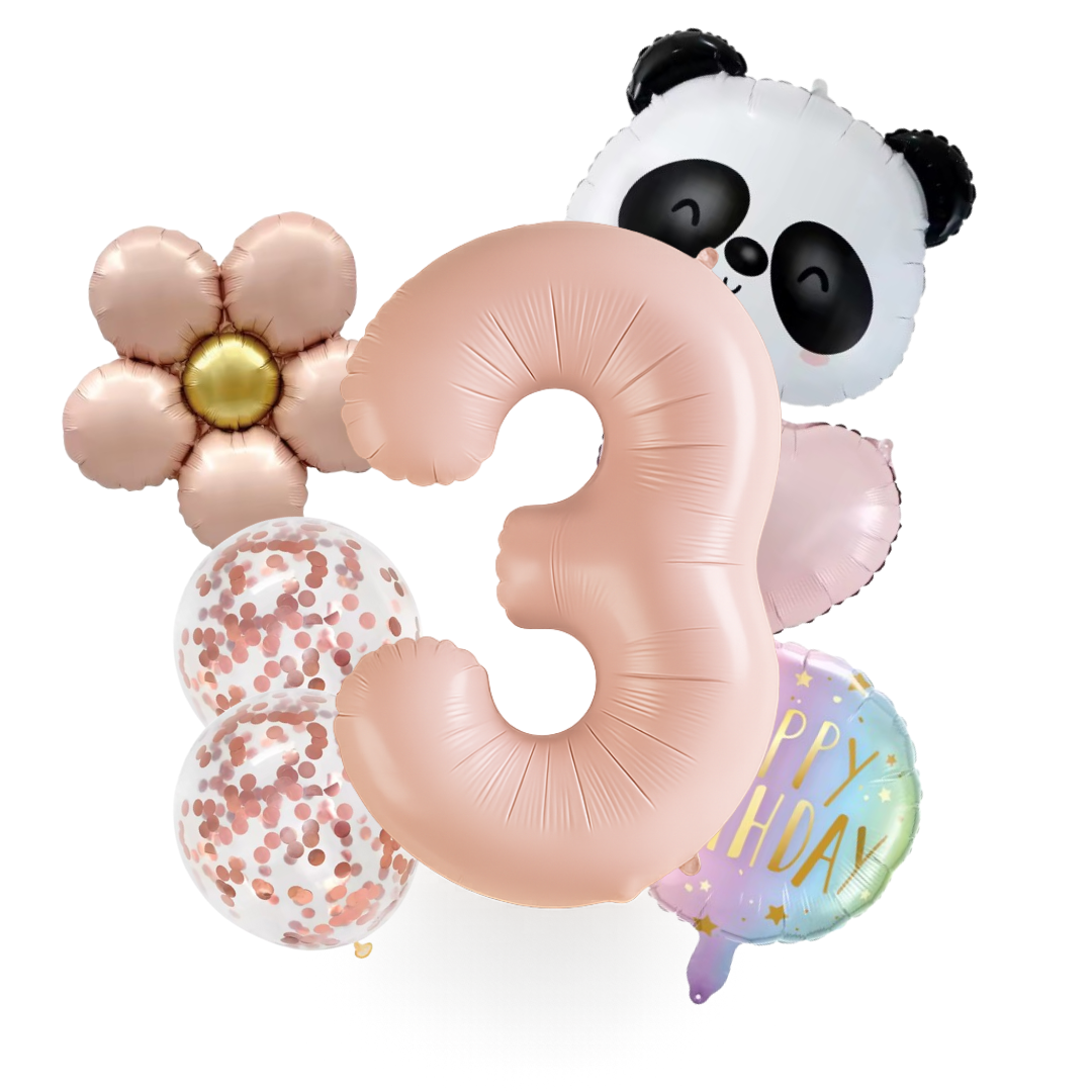 1st -9th Birthday Balloons Girl Set β Panda, Rose Gold Number, Party Decorations