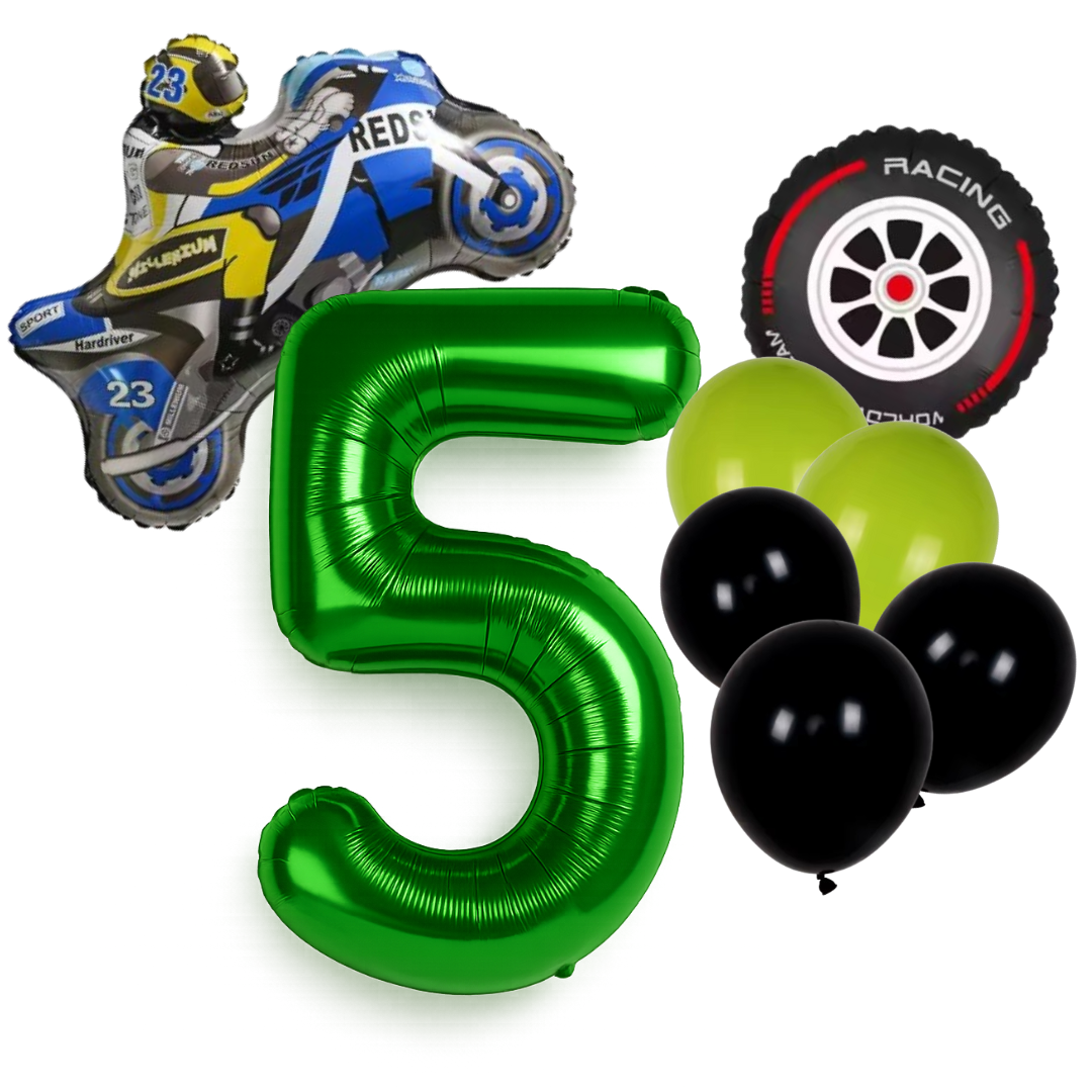 Motorbike Birthday Balloon Number 1-20 Green Blue Racing Theme Party Decoration