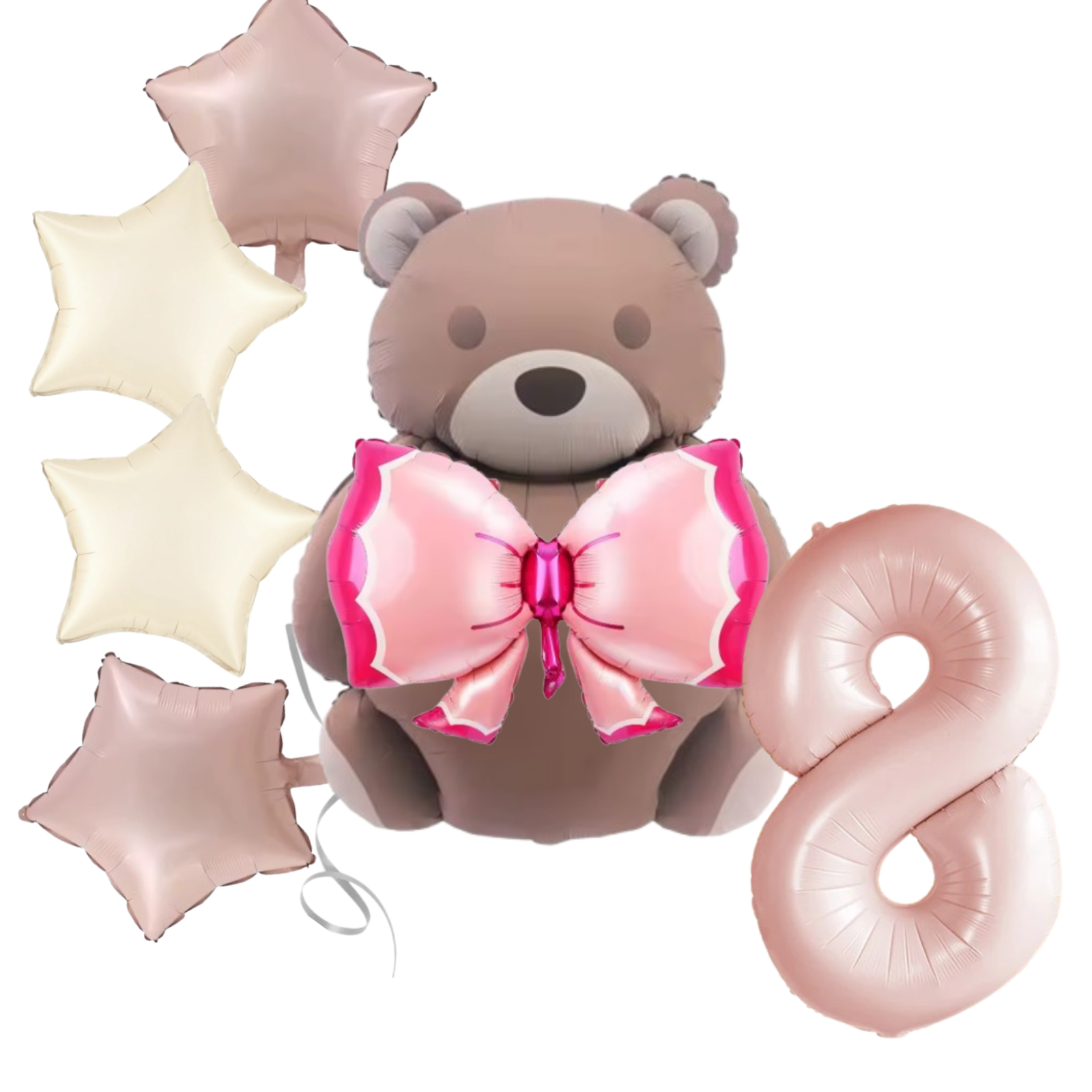 1st Birthday Balloon pink teddy Bear & Star Foil Baby girl rose Party Decoration