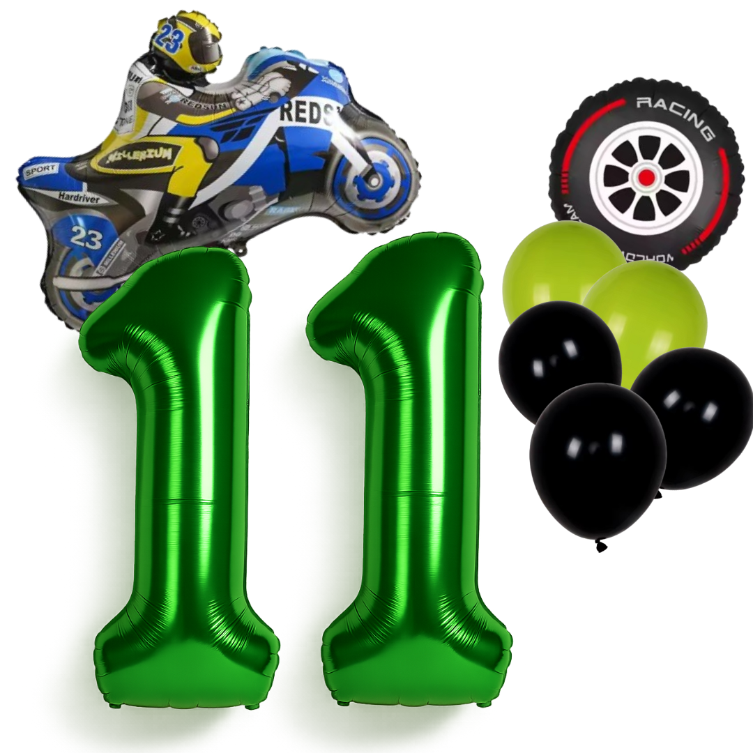 Motorbike Birthday Balloon Number 1-20 Green Blue Racing Theme Party Decoration