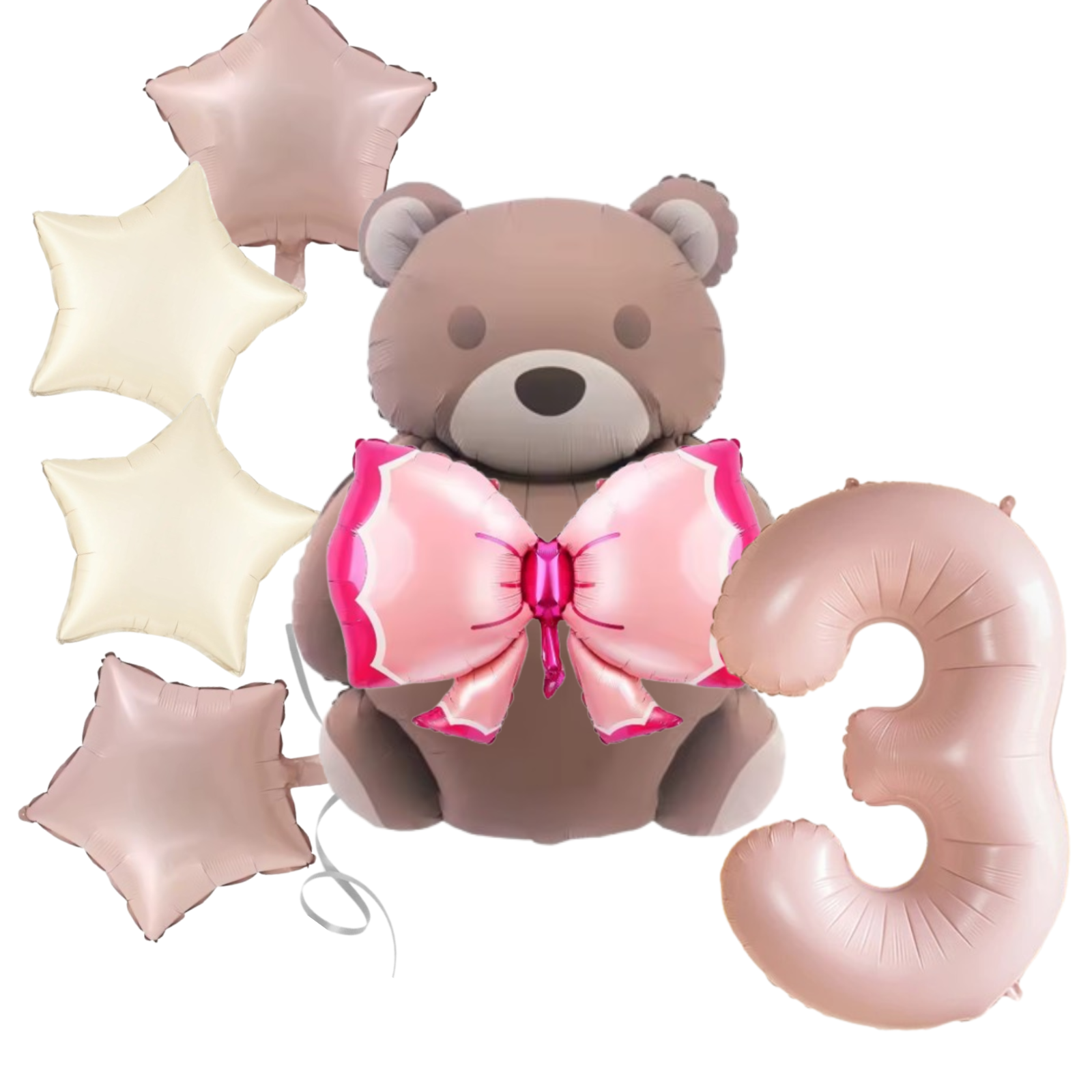 1st Birthday Balloon pink teddy Bear & Star Foil Baby girl rose Party Decoration
