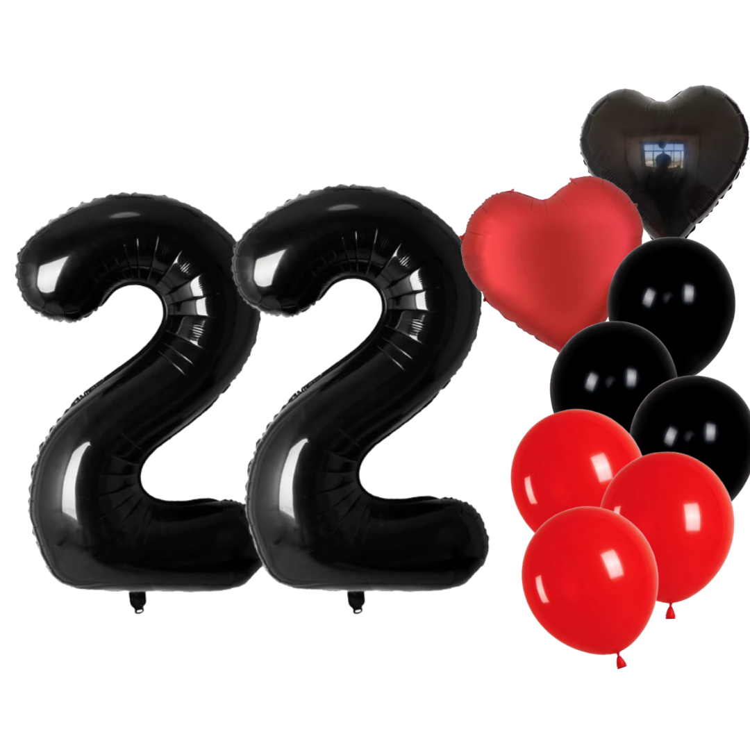 40'' Number Balloons Set + 18'' Heart + 12'' Latex Balloons Birthday Party Deco