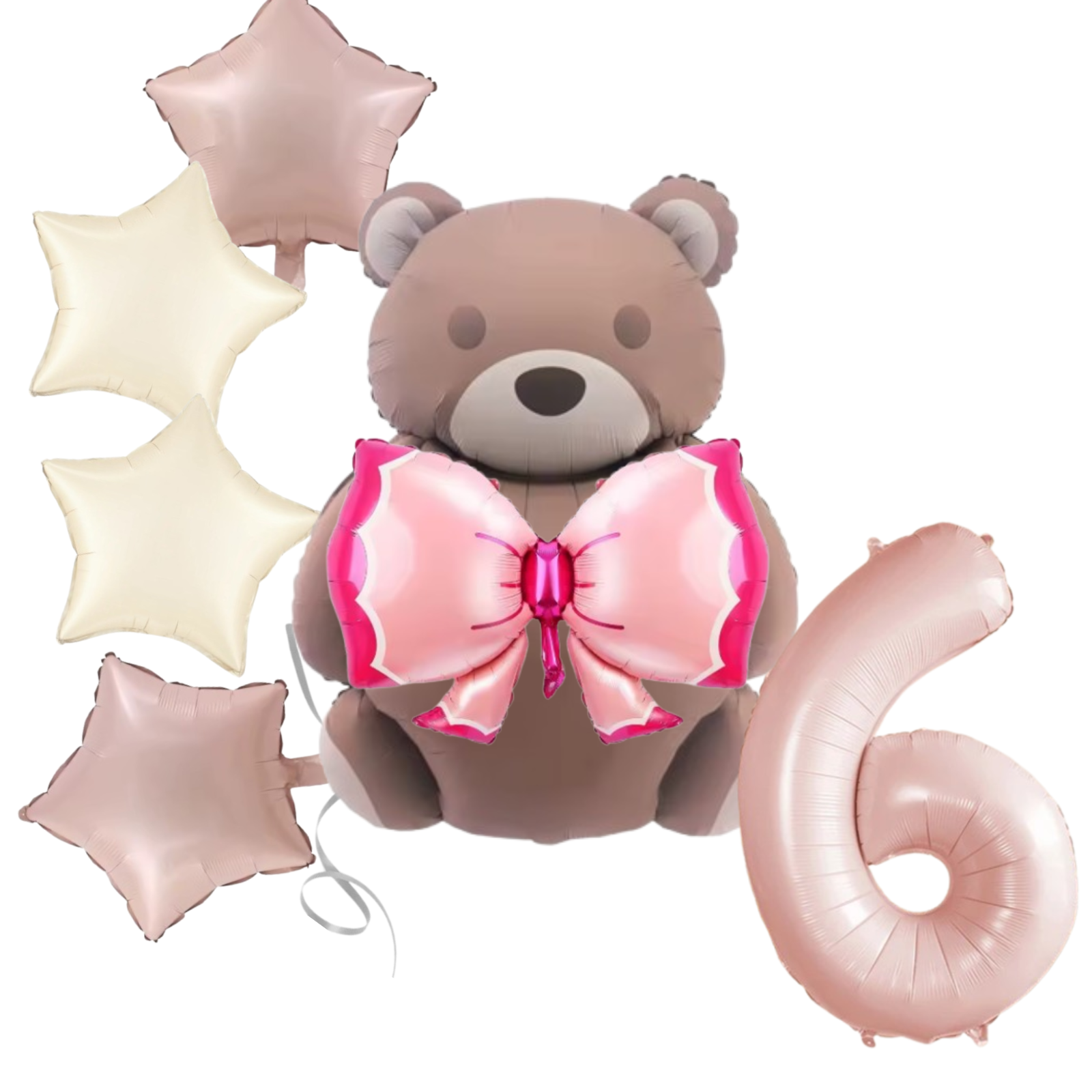 1st Birthday Balloon pink teddy Bear & Star Foil Baby girl rose Party Decoration