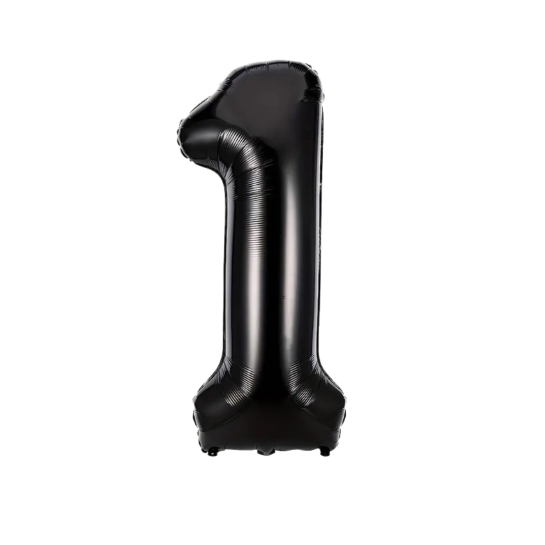 1st Anniversary Balloon Set Black Number 1 Decoration for Couples, Party Supply