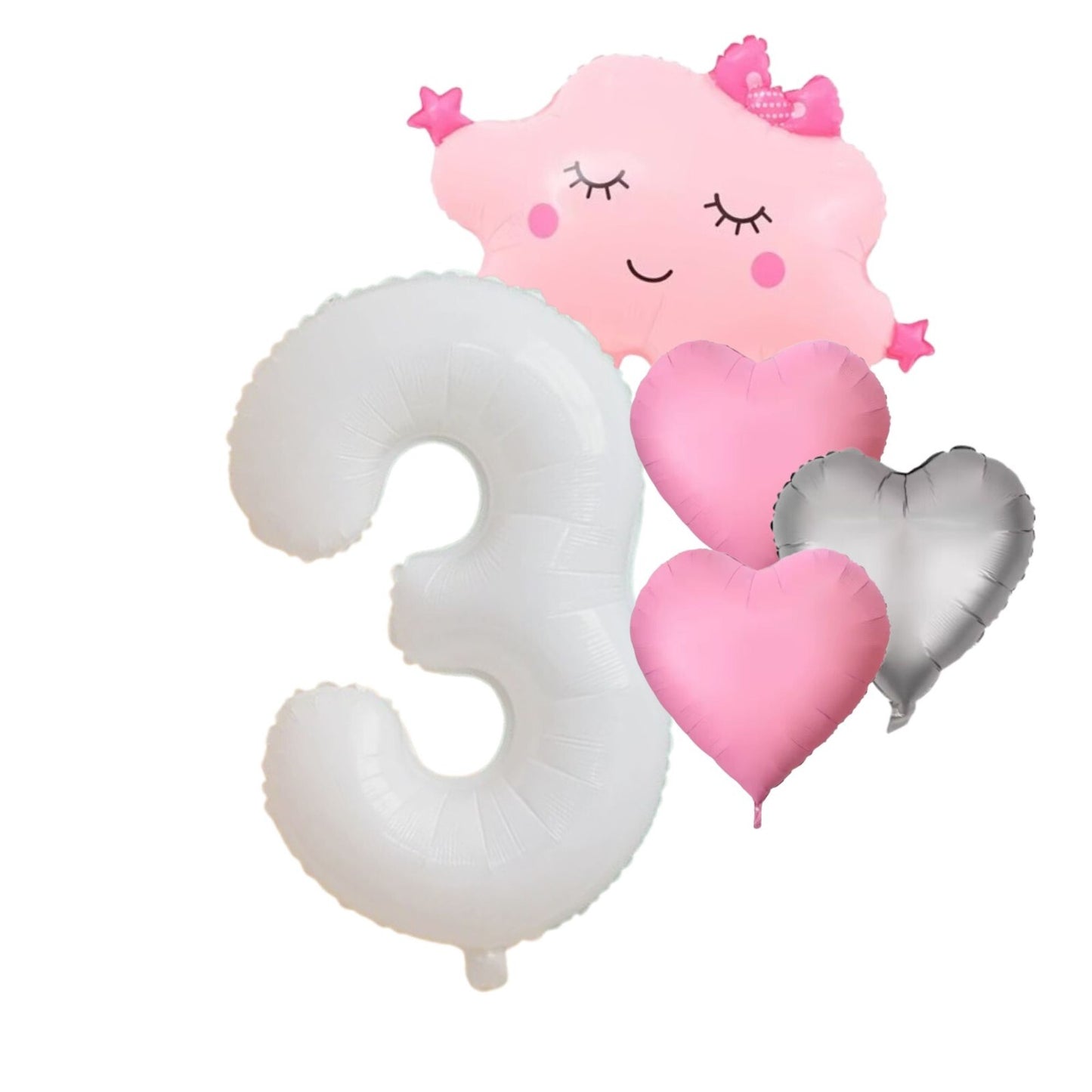 Foil Number Balloons Set 1-9 Helium Balloons for Girls Birthday Pink & Silver