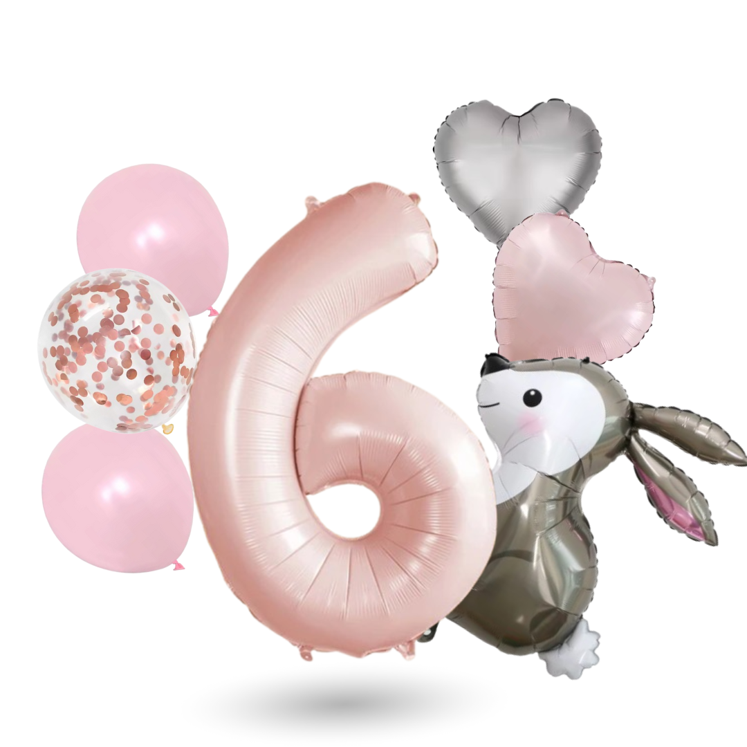 40'' Pink Number Balloons 1-12 Bunny Birthday Set /  Baby Girl Foil Balloon Kit
