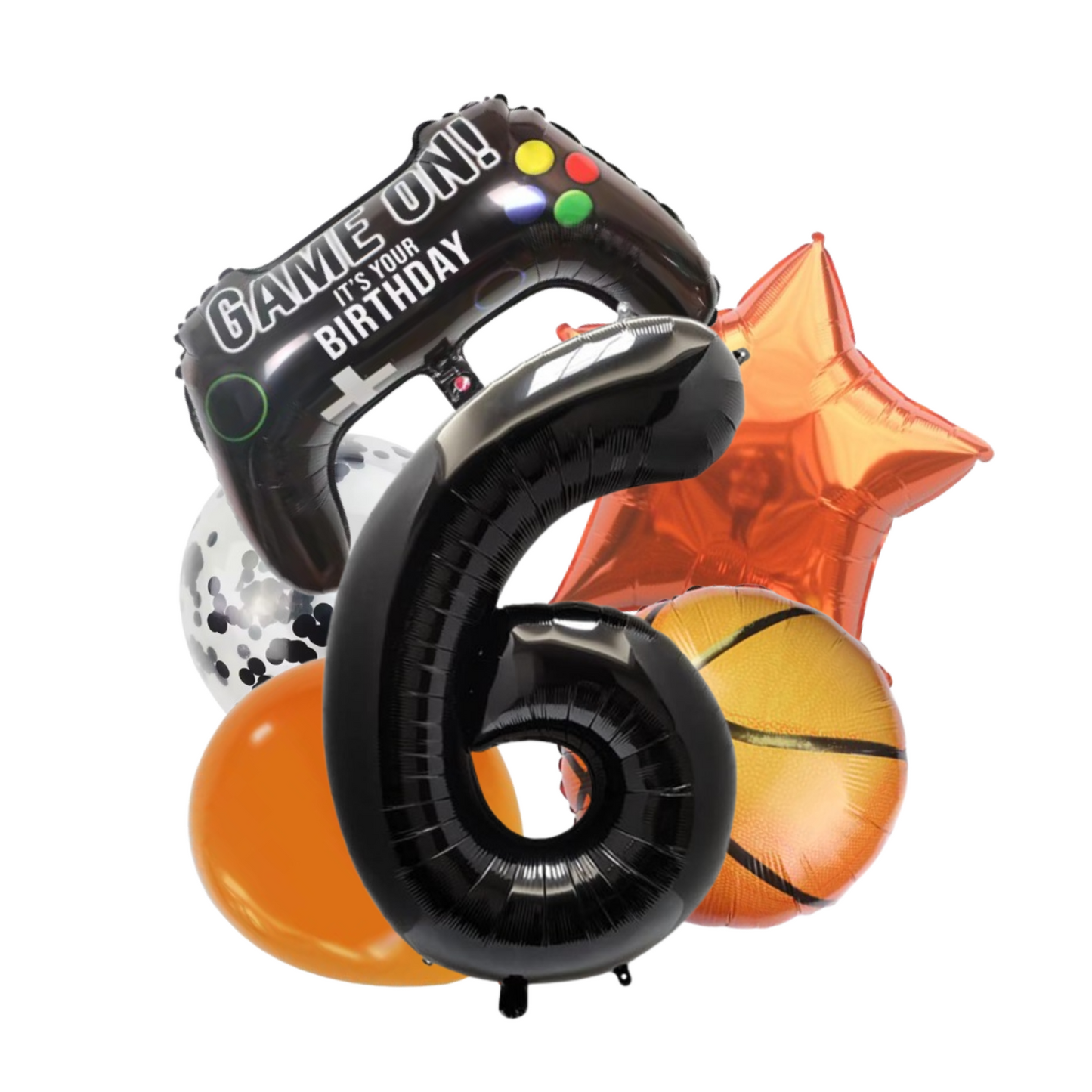 1-9 Birthday Balloon Set Gamer Sports Theme Foil Number Balloons Controller Bask