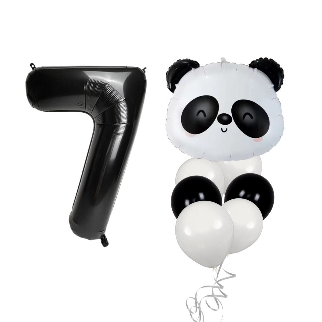 Panda Balloon Set Kids Birthday Party Decor with Number 0-9 Black White Balloons