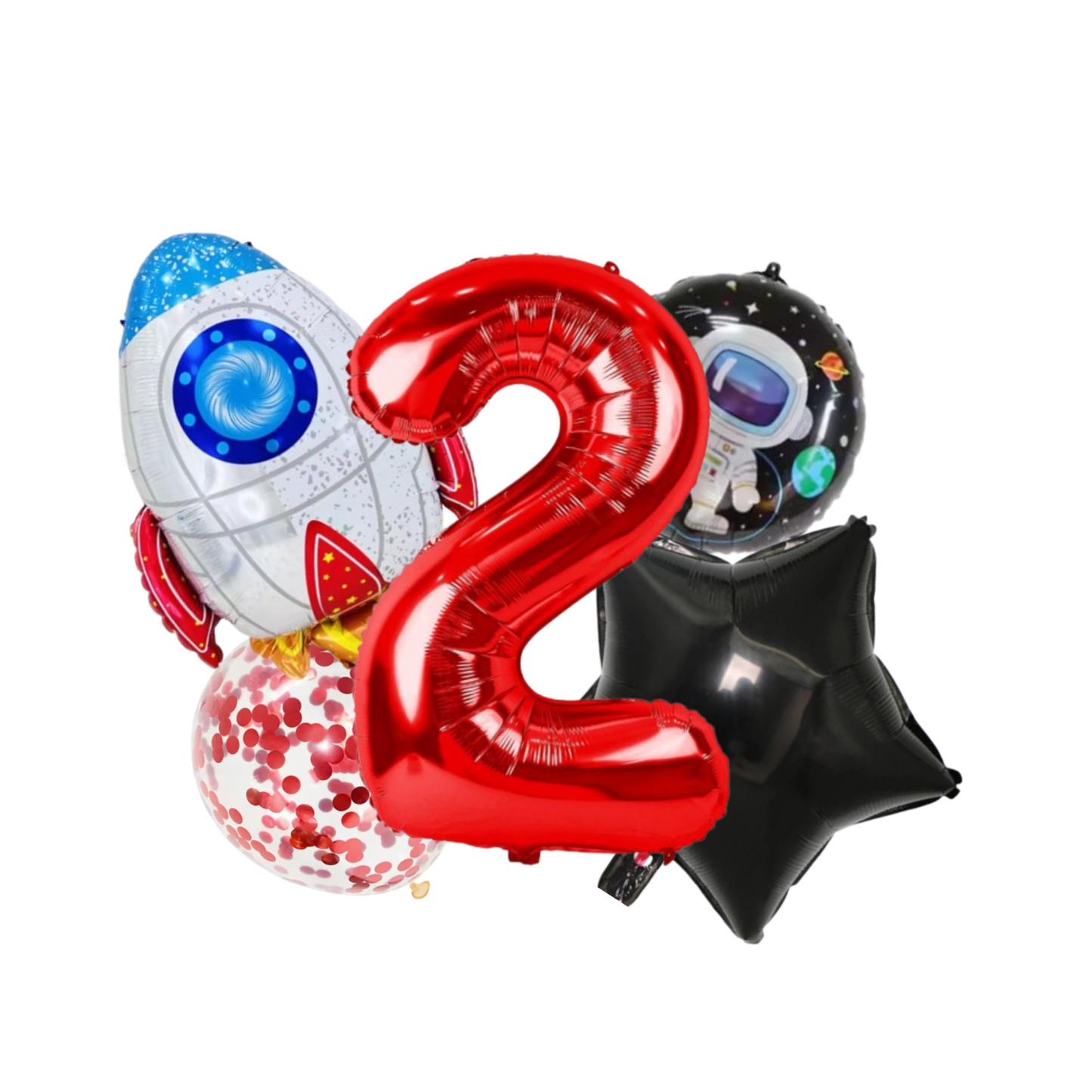 Red foil number Balloon with Astronaut & Rocket Space birthday for kids Spaceman