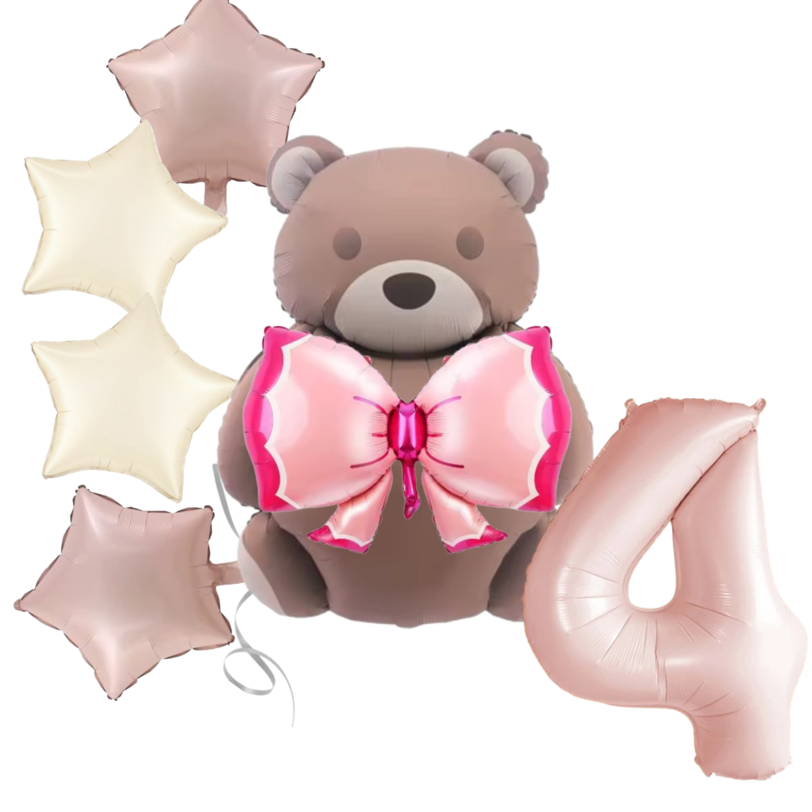 1st Birthday Balloon pink teddy Bear & Star Foil Baby girl rose Party Decoration