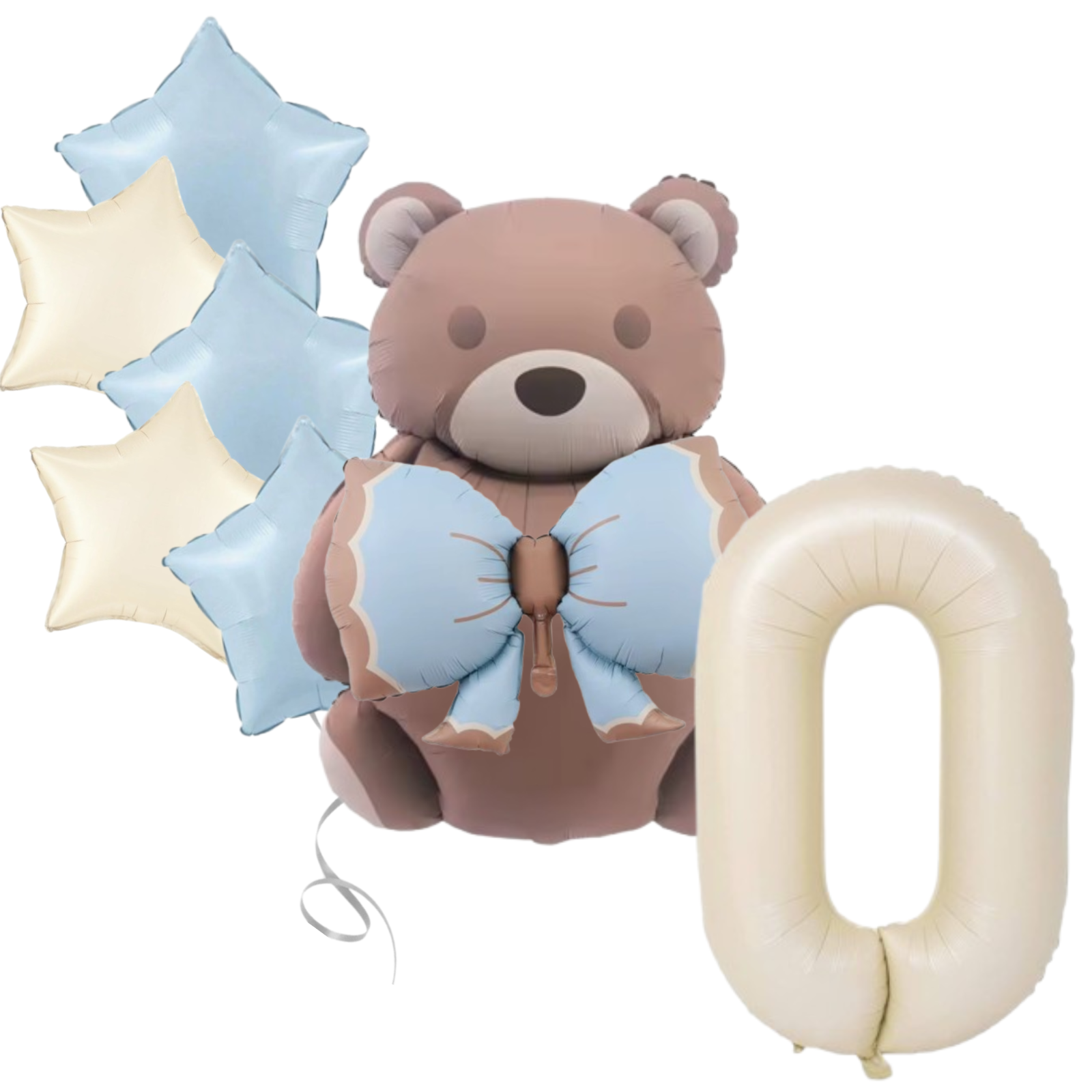 1st Birthday Balloon beige teddy Bear & Star Foil Baby Boy blue Party Decoration