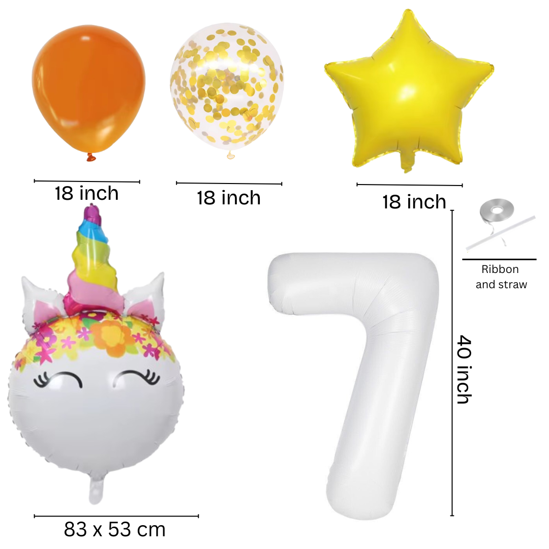 Unicorn Numbers  Balloon Set princess Foil Balloons for Girls Birthday Party dec