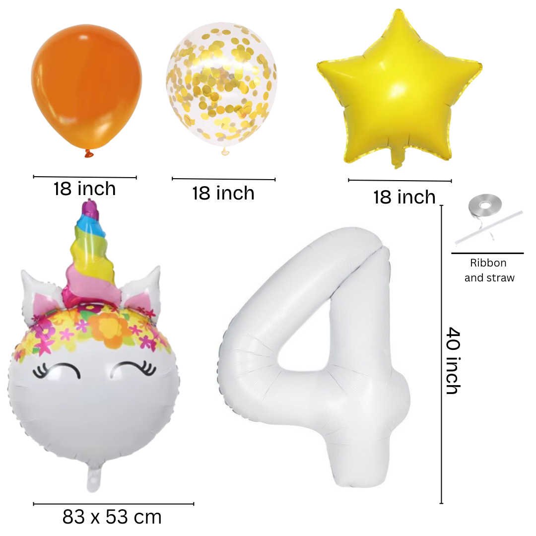Unicorn Numbers  Balloon Set princess Foil Balloons for Girls Birthday Party dec
