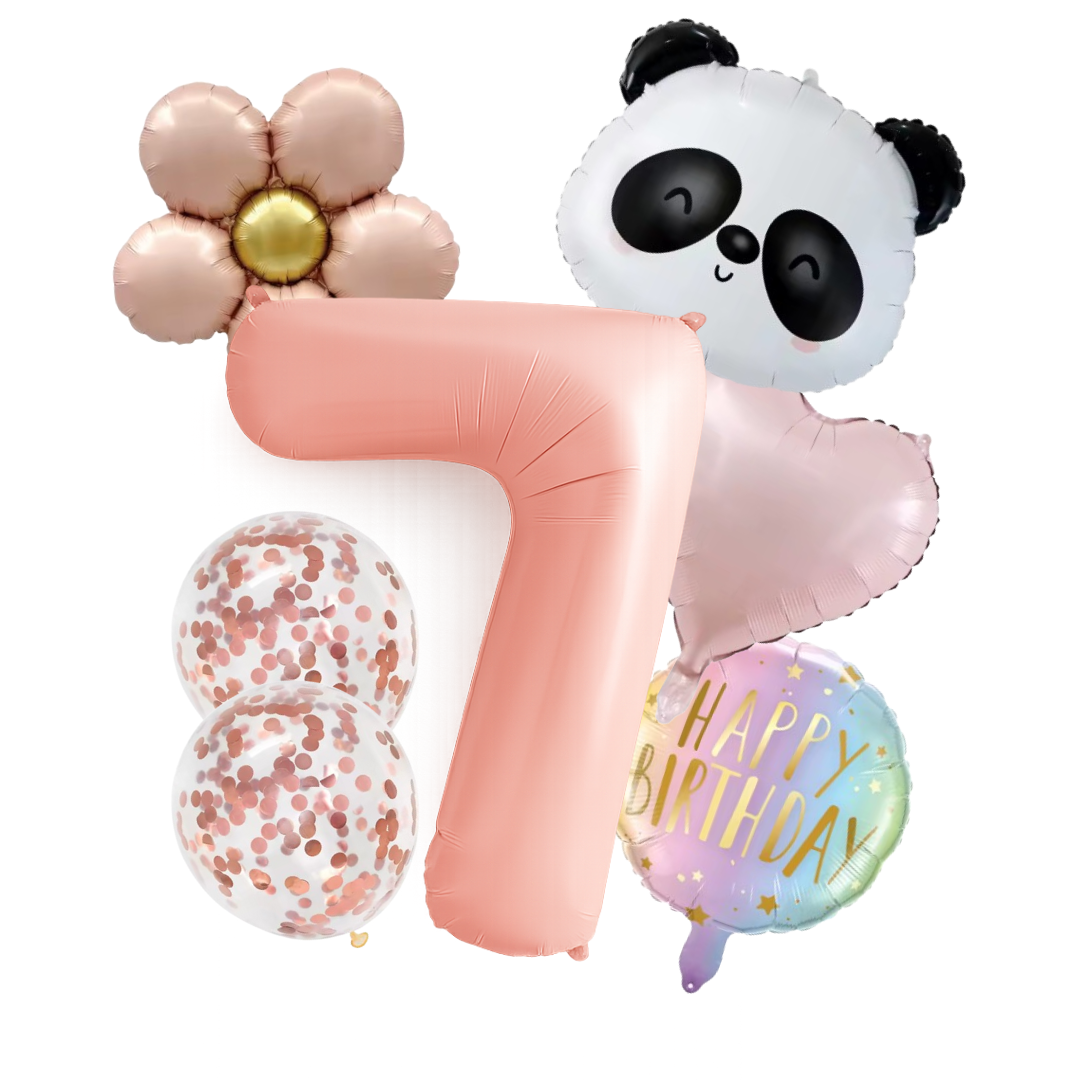 1st -9th Birthday Balloons Girl Set β Panda, Rose Gold Number, Party Decorations