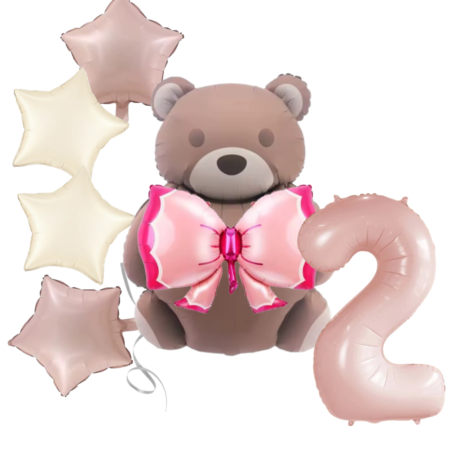 1st Birthday Balloon pink teddy Bear & Star Foil Baby girl rose Party Decoration