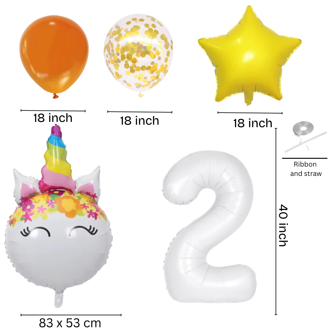 Unicorn Numbers  Balloon Set princess Foil Balloons for Girls Birthday Party dec