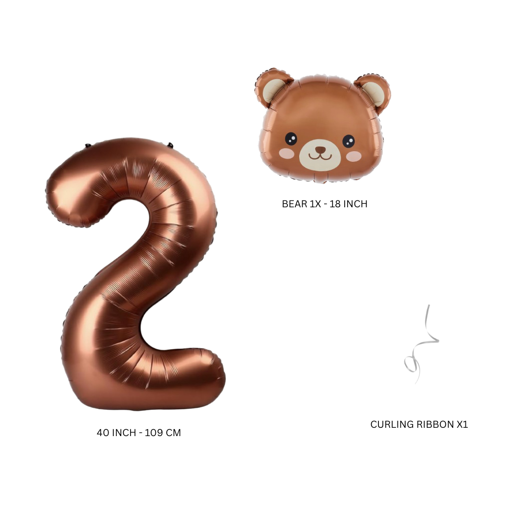 Baby Shower teddy Bear Balloons Set 40" Brown Numbers pack 1st 2nd 3rd birthday