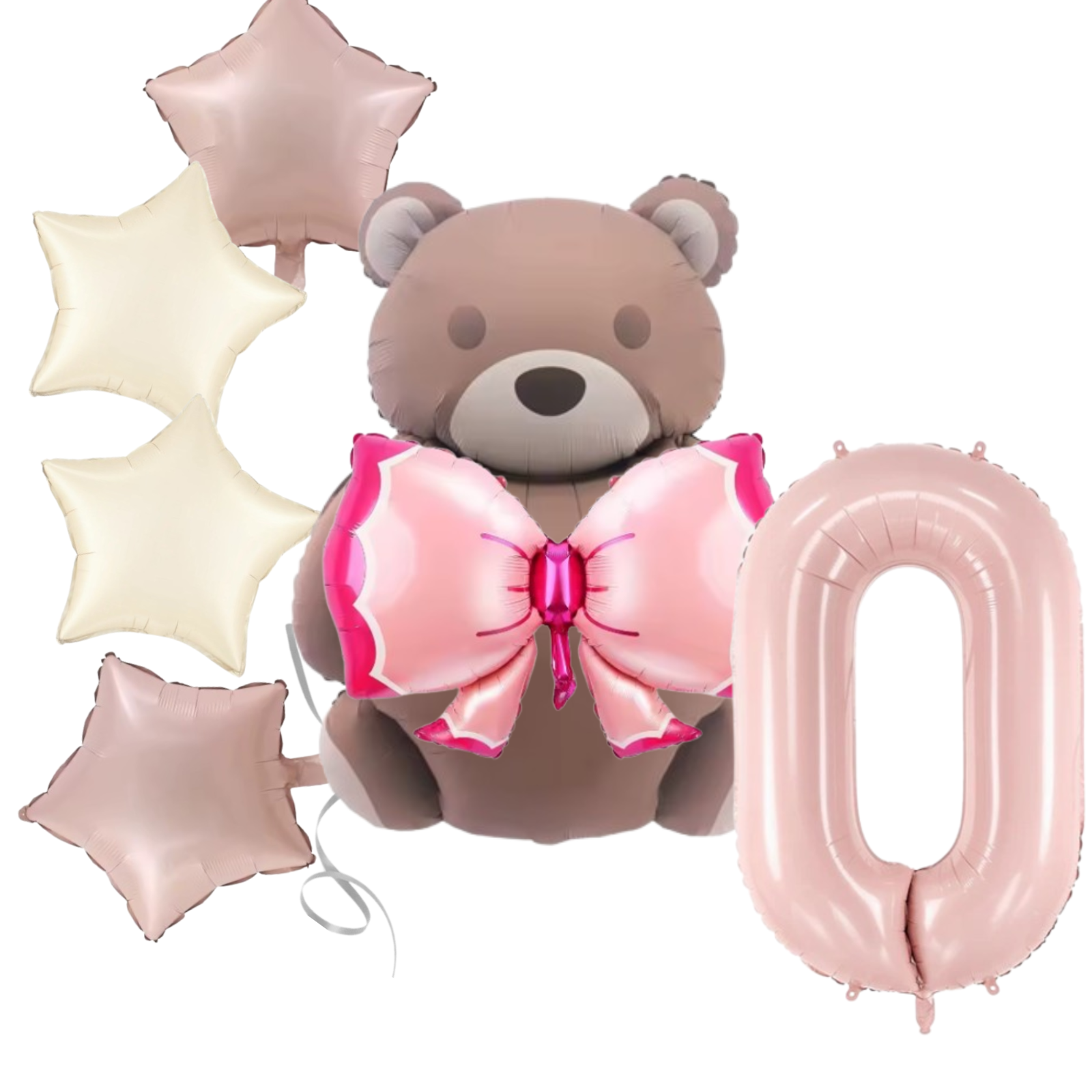 1st Birthday Balloon pink teddy Bear & Star Foil Baby girl rose Party Decoration