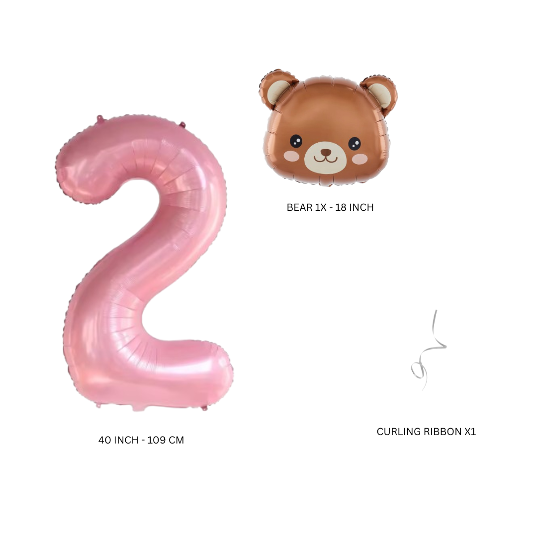 Baby Shower teddy Bear Balloons Set 40" PINK Numbers pack 1st 2nd 3rd birthday