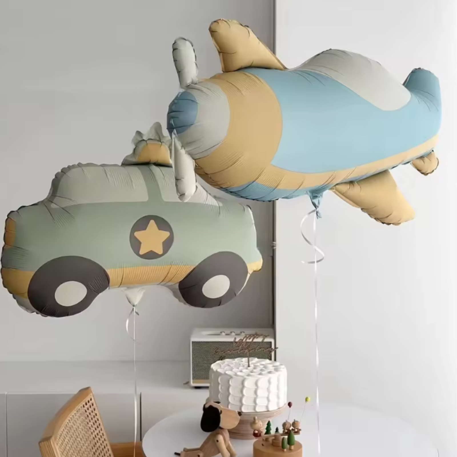 2 Pcs Matte Airplane Foil Balloons – Large Aircraft Helium Balloons for Kids