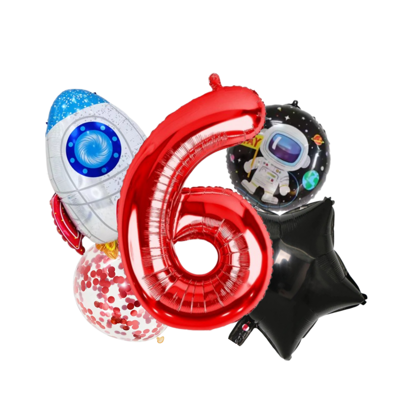 Red foil number Balloon with Astronaut & Rocket Space birthday for kids Spaceman