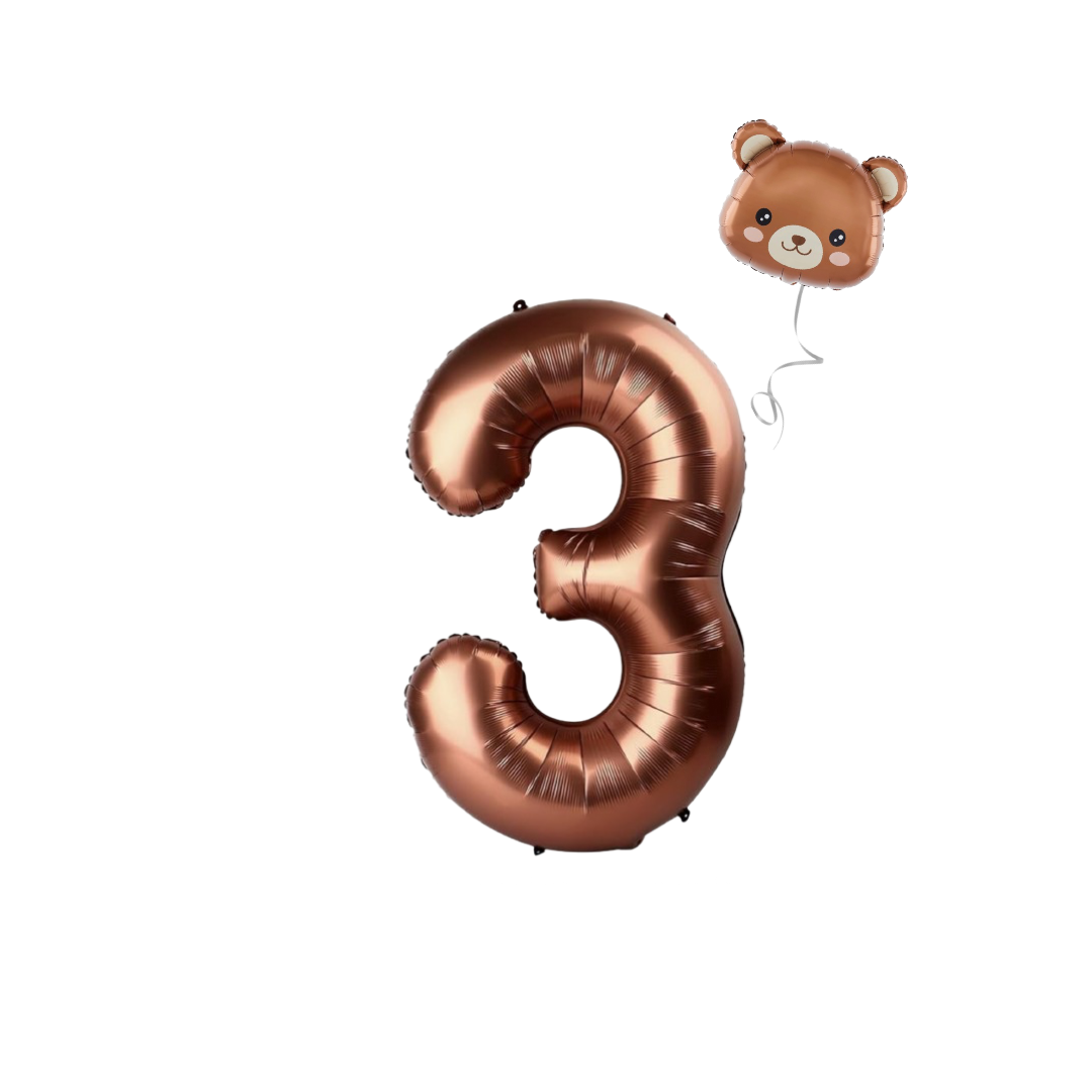Baby Shower teddy Bear Balloons Set 40" Brown Numbers pack 1st 2nd 3rd birthday