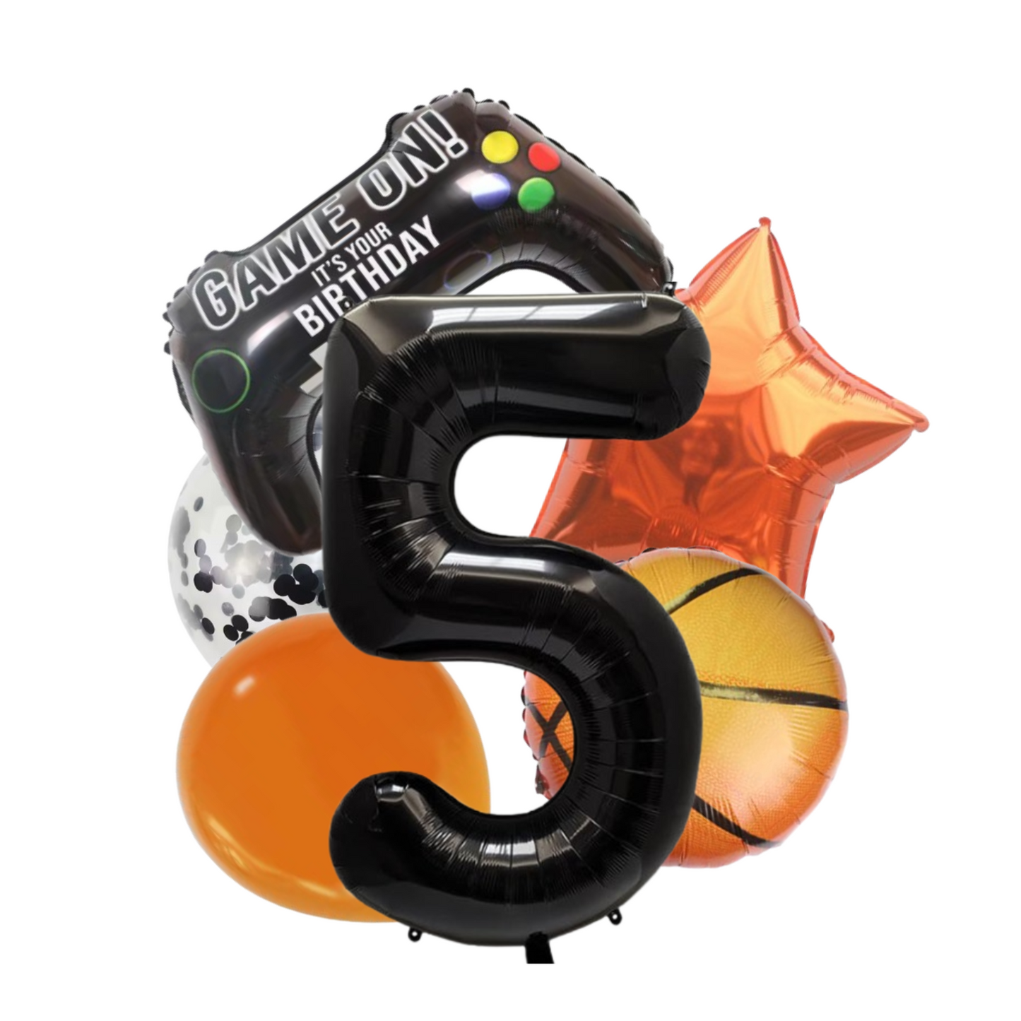 1-9 Birthday Balloon Set Gamer Sports Theme Foil Number Balloons Controller Bask