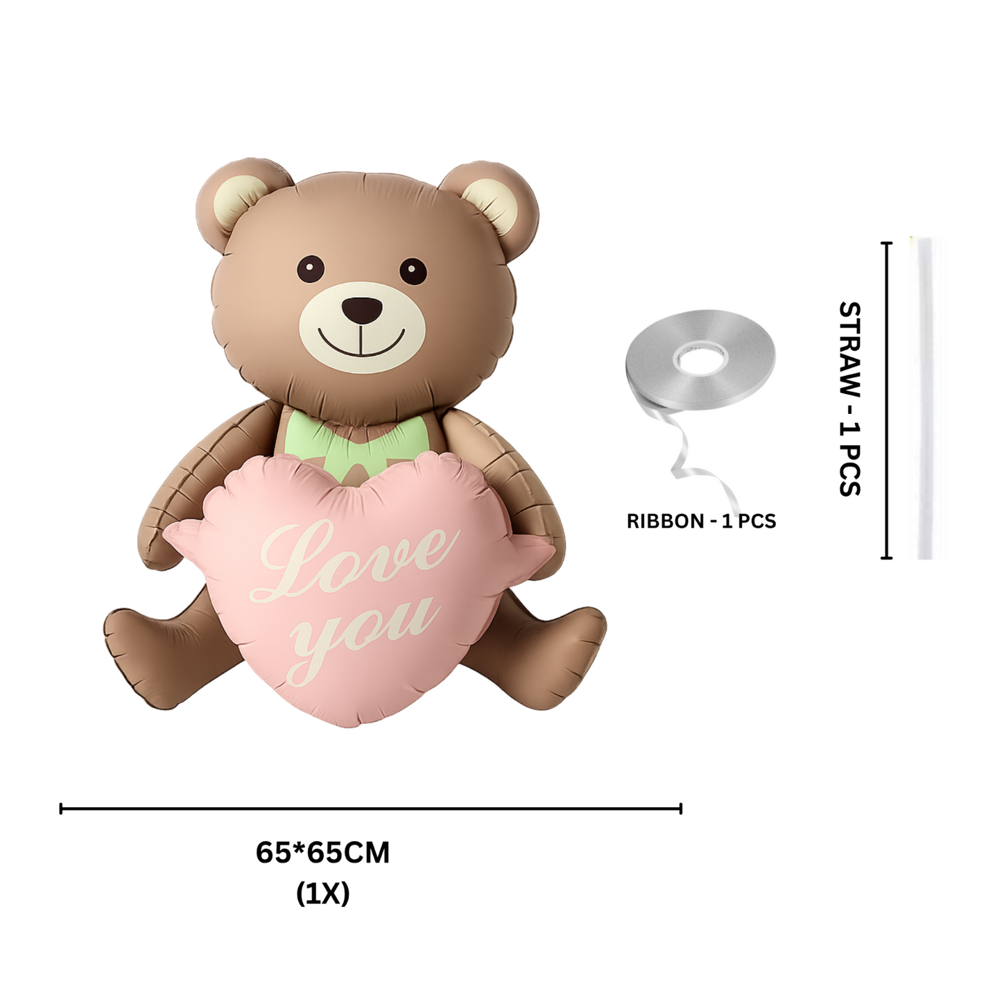 1st Birthday Balloon Set Number 1 with Bear Hearts & Stars Baby Party Decoration