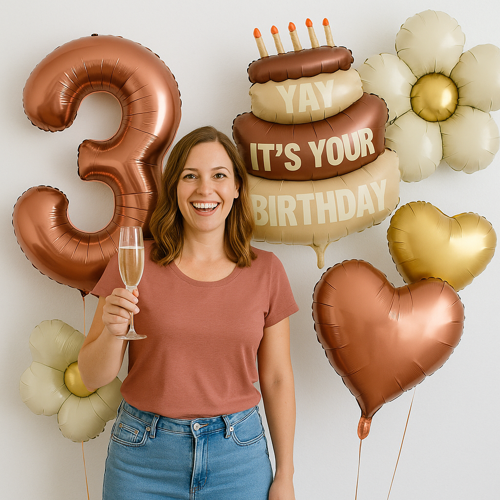 40'' Matte Brown Balloons Set  Numbers 18 21 15 30 / Cake Hearts Flower Shapes