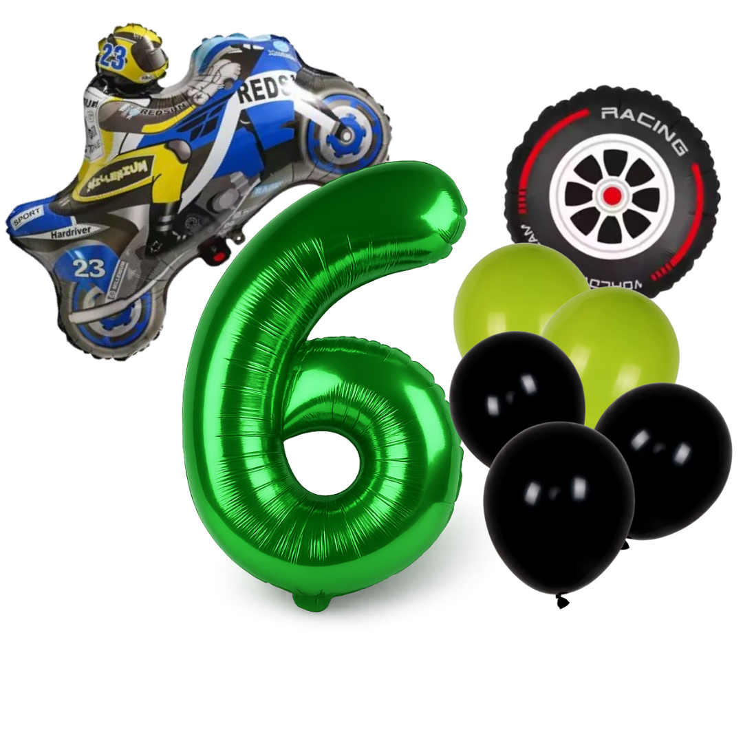 Motorbike Birthday Balloon Number 1-20 Green Blue Racing Theme Party Decoration