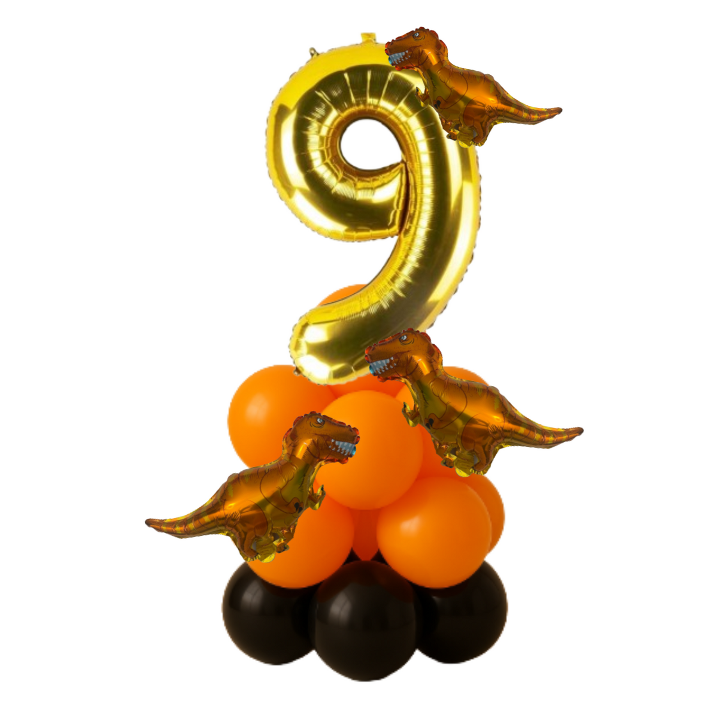 Dinosaur Balloon Display Age 7 Birthday Party Decoration for Boy – Orange, Black