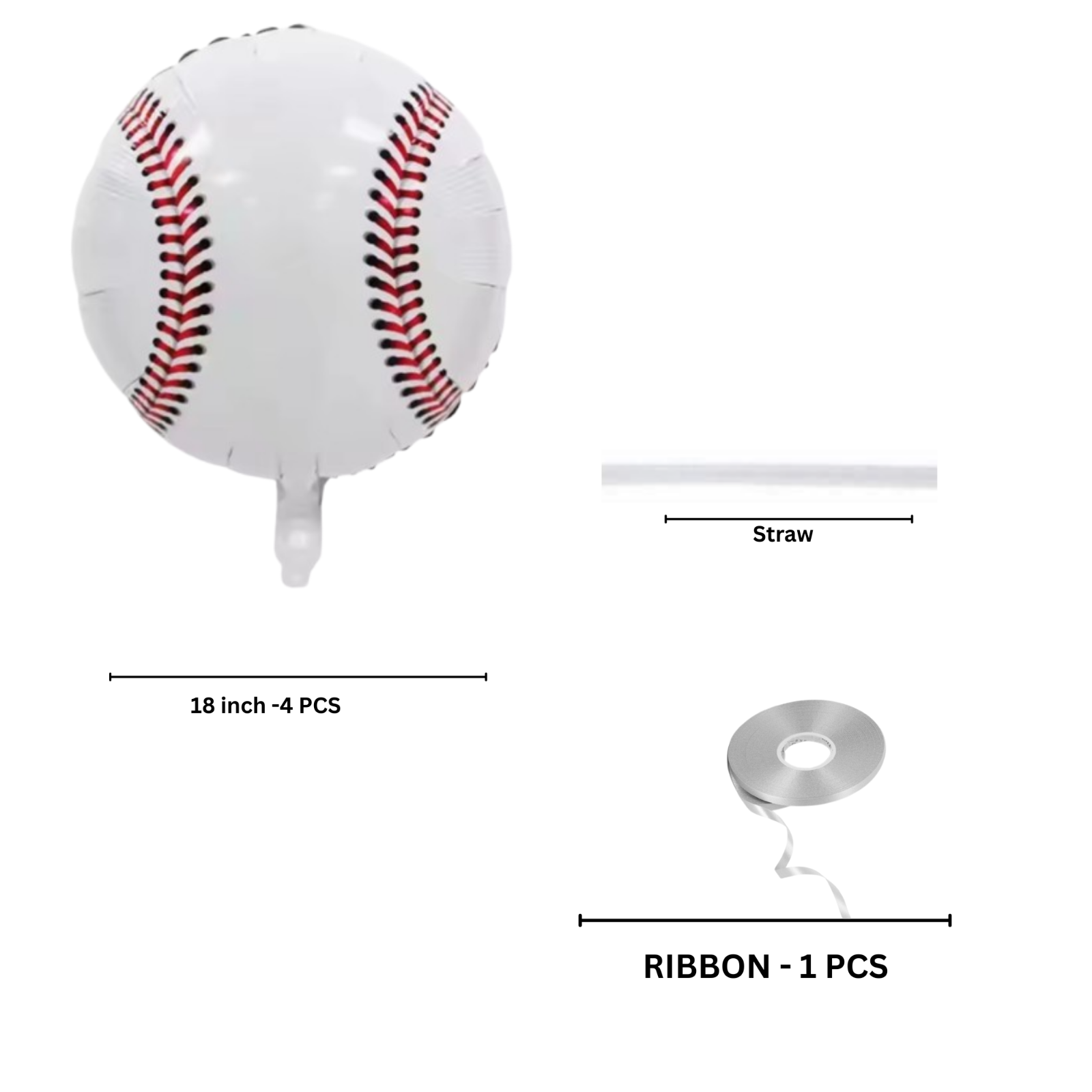 Baseball Foil Balloons – 4 Pack Sports Birthday Party Decorations for Kids UK