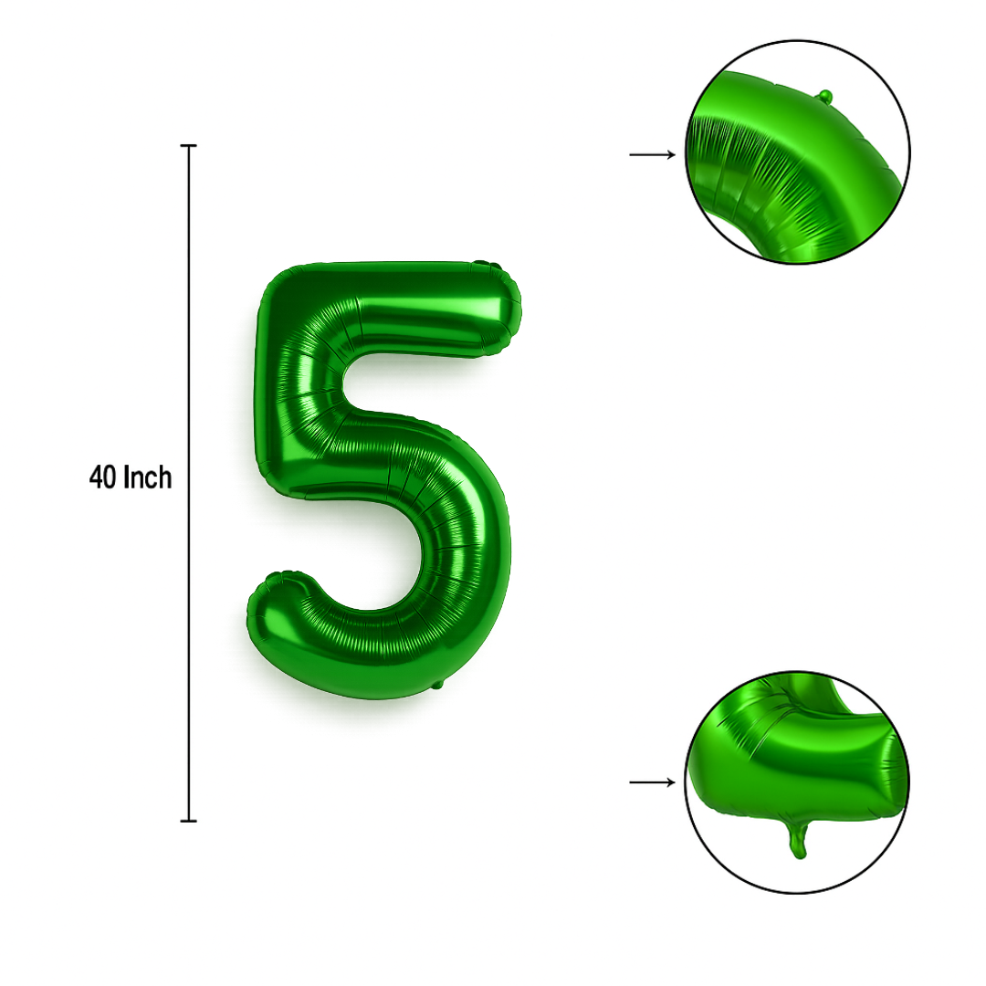 Green 40 Inch Number 5 Balloon β Giant Foil Helium Birthday Party Decoration