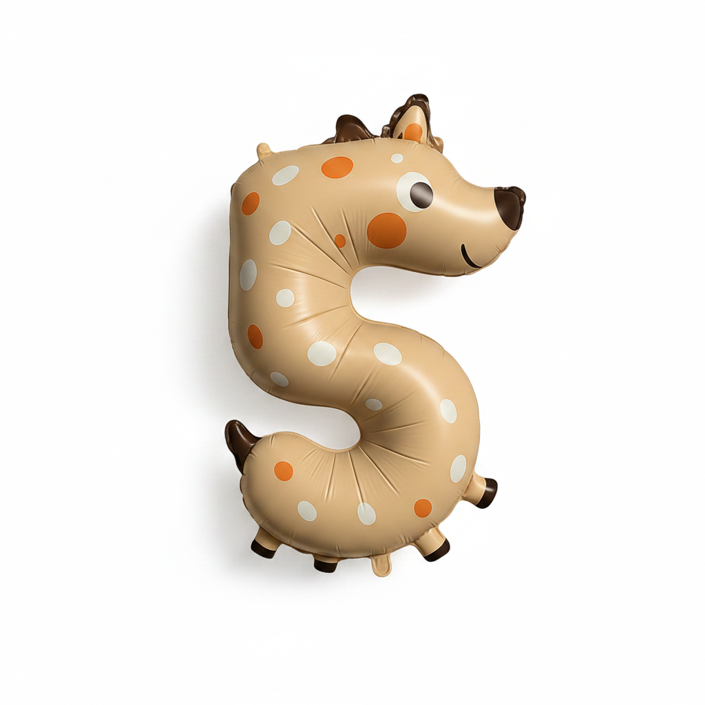 Cute Animal Number 5 Balloon – 40 Inch Foil Jungle Birthday Decoration for Kids