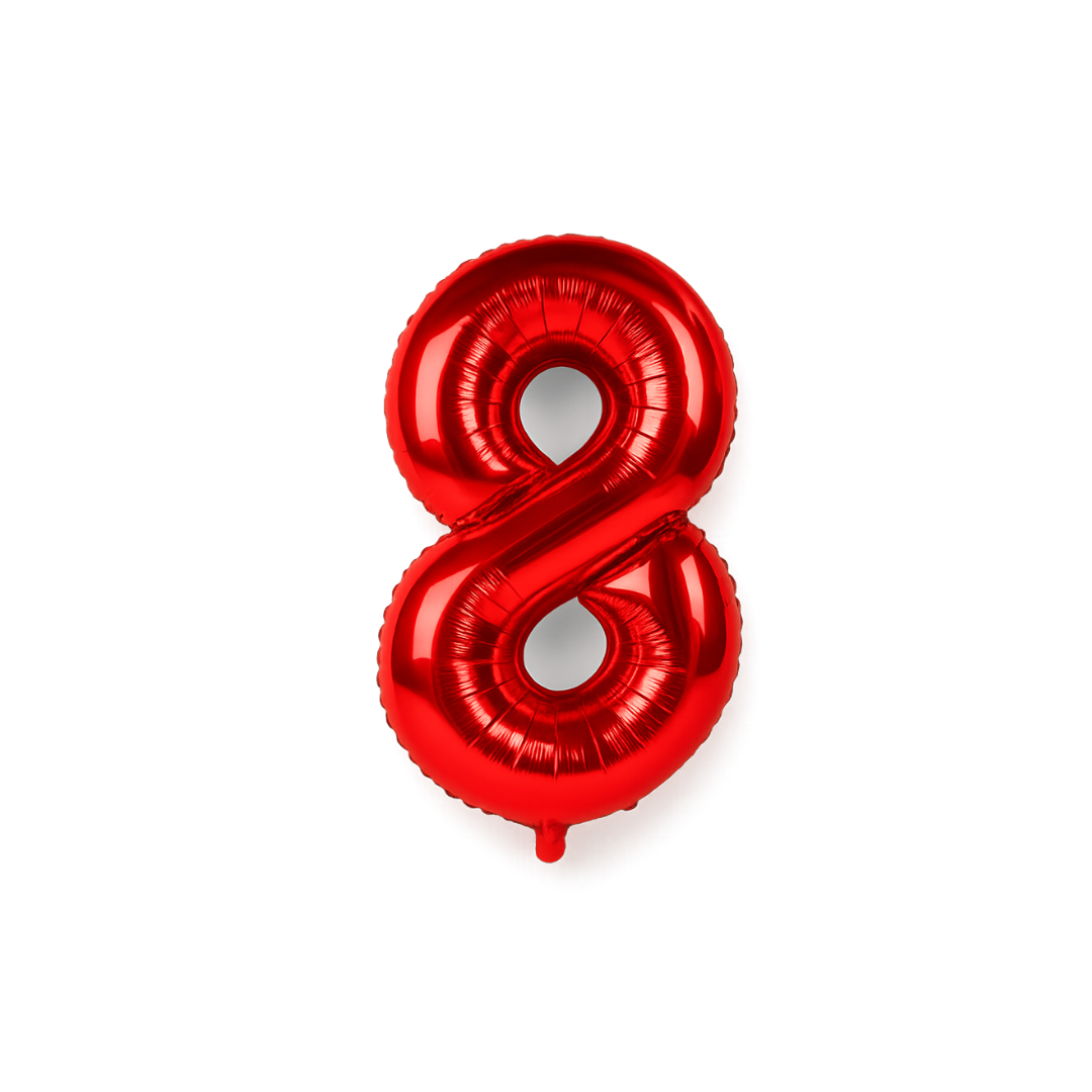 40" Red Number 8 Foil Balloon – Giant Helium Balloon for Birthday Party Decorations