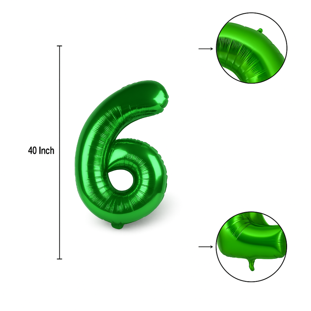 Green 40 Inch Number 6 Balloon – Giant Foil Helium Birthday Party Decoration