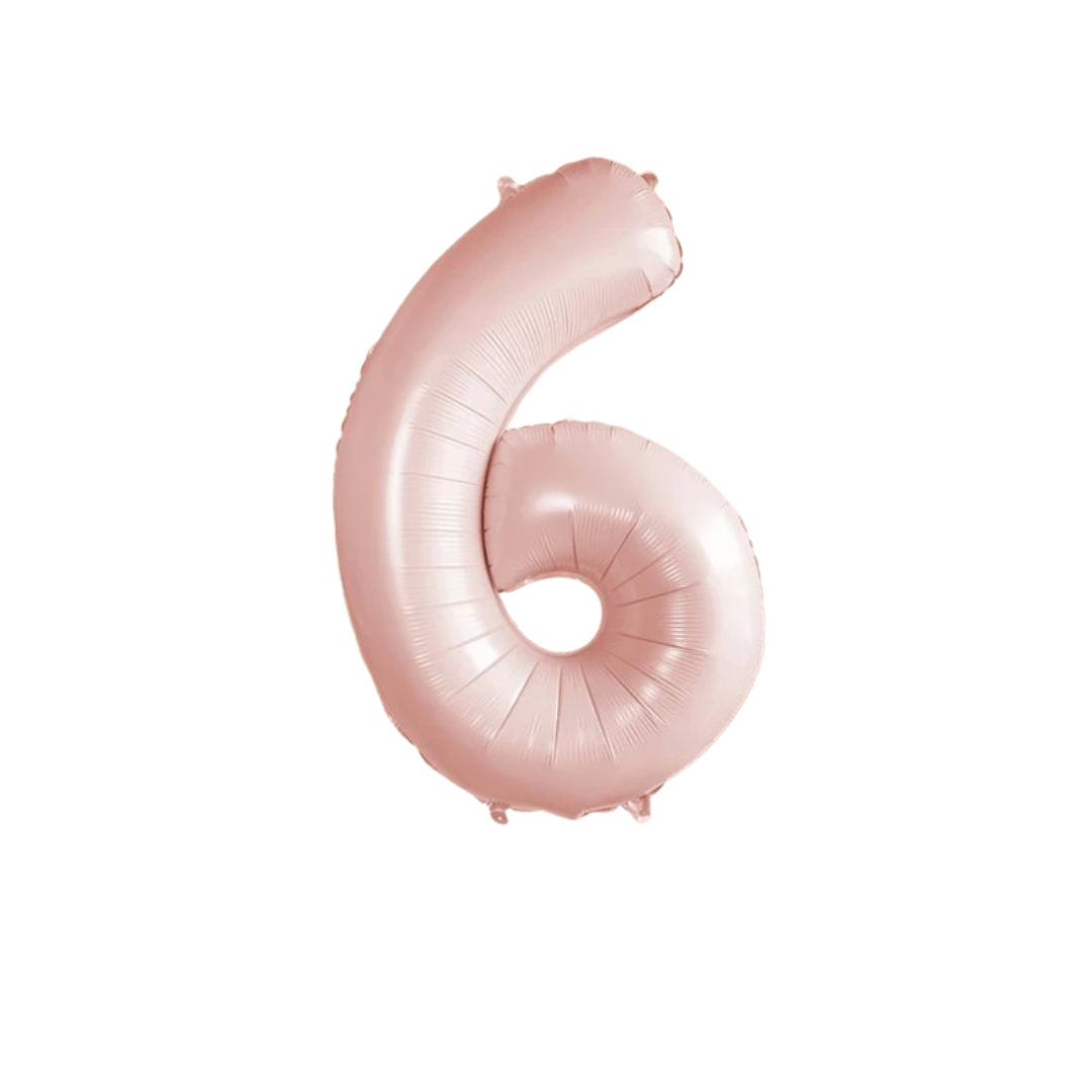 Baby Pink Number 6 Balloon – 40" Foil Birthday Party Decoration