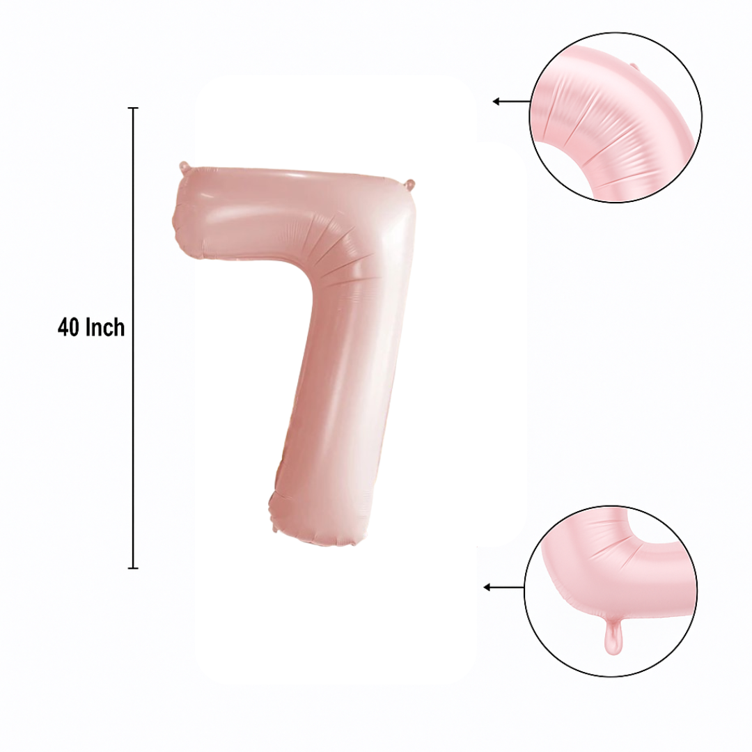 Baby Pink Number 7 Balloon – 40" Foil Birthday Party Decoration