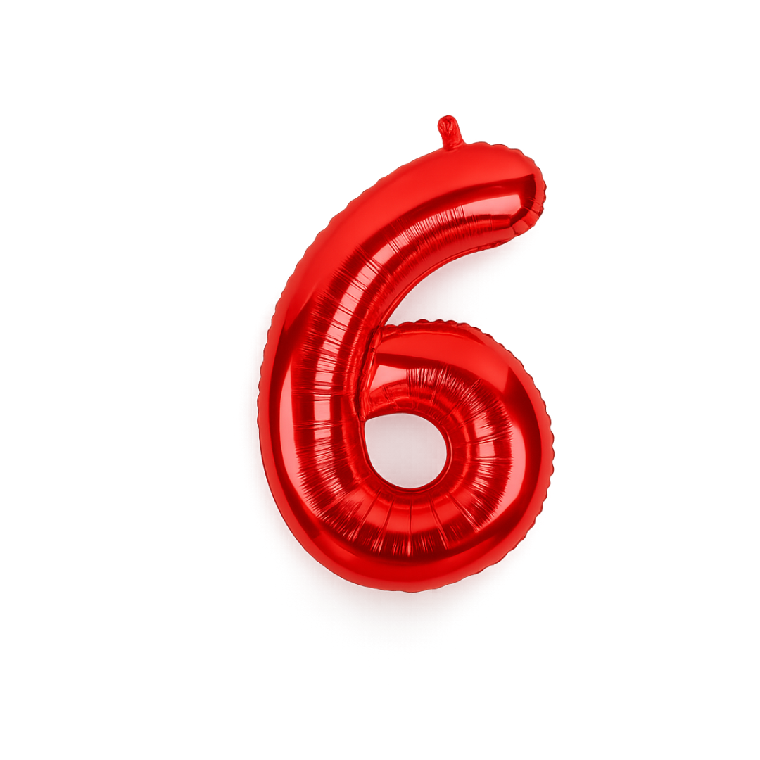 40" Red Number 6 Foil Balloon – Giant Helium Balloon for Birthday Party Decorations