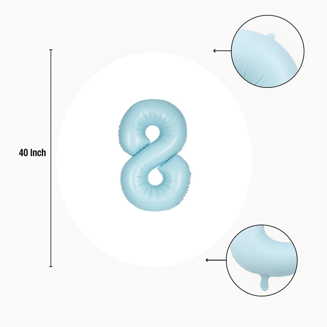 Blue Number 8 Balloon – 40" Foil Birthday Party Decoration